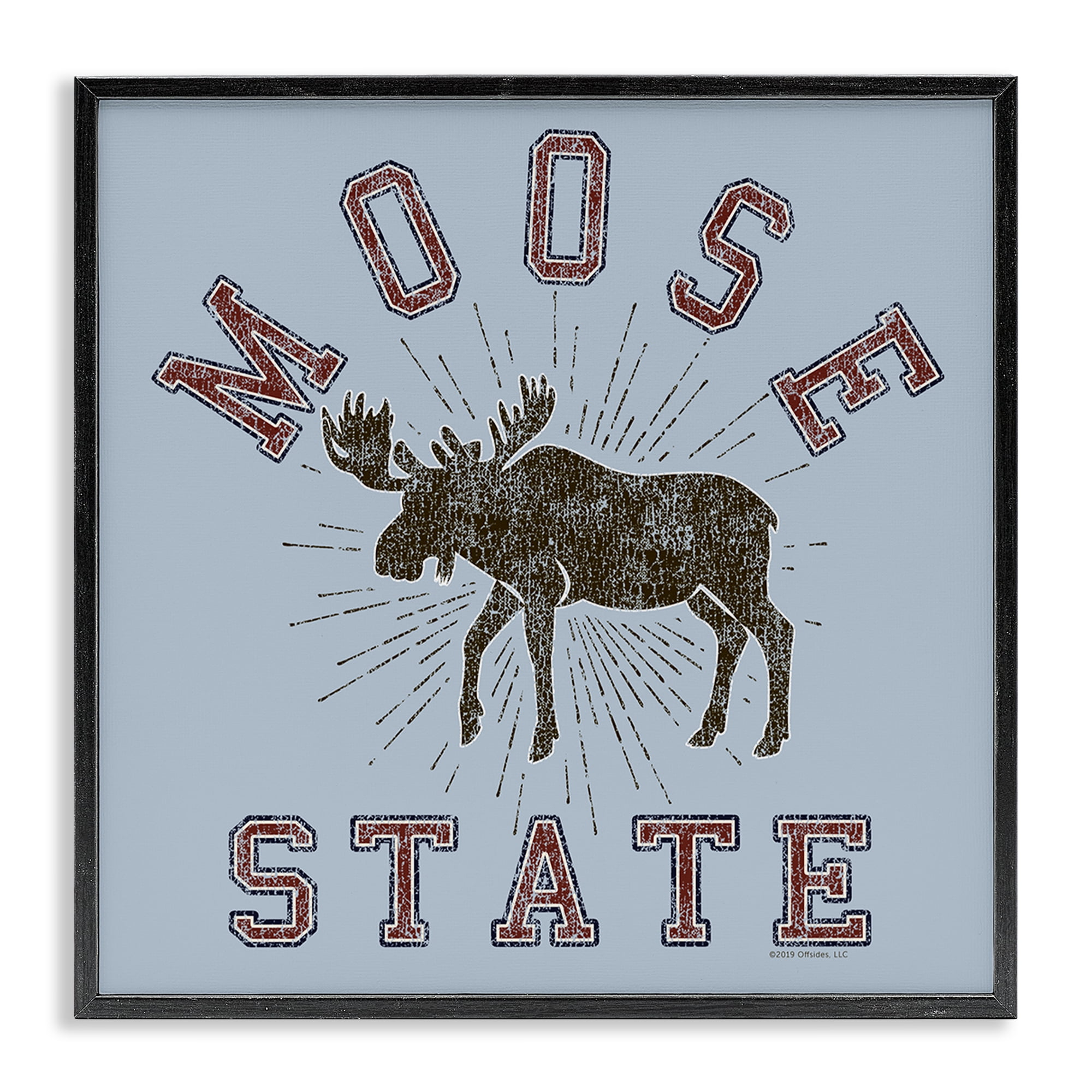 Stupell Industries Vintage Moose State Animals Painting Black Framed Art Print Wall Art, 12 x 12