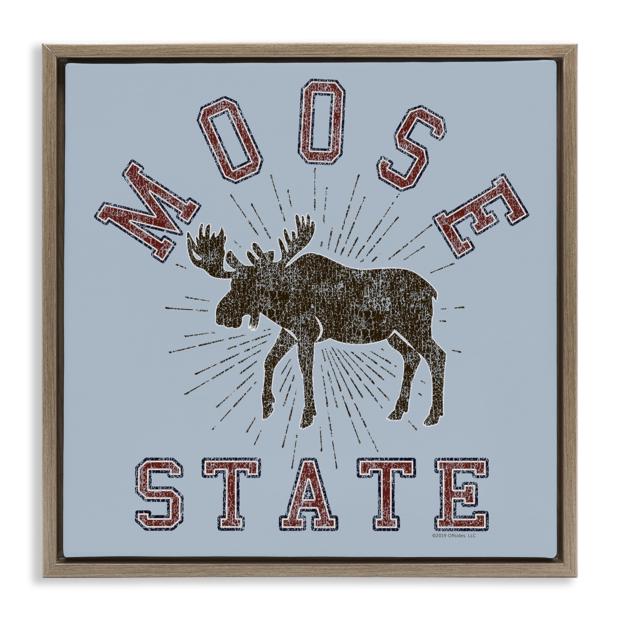 Stupell Industries Vintage Moose State Animals Painting Brown Floater Framed Canvas Art Print Wall Art, 25 x 25