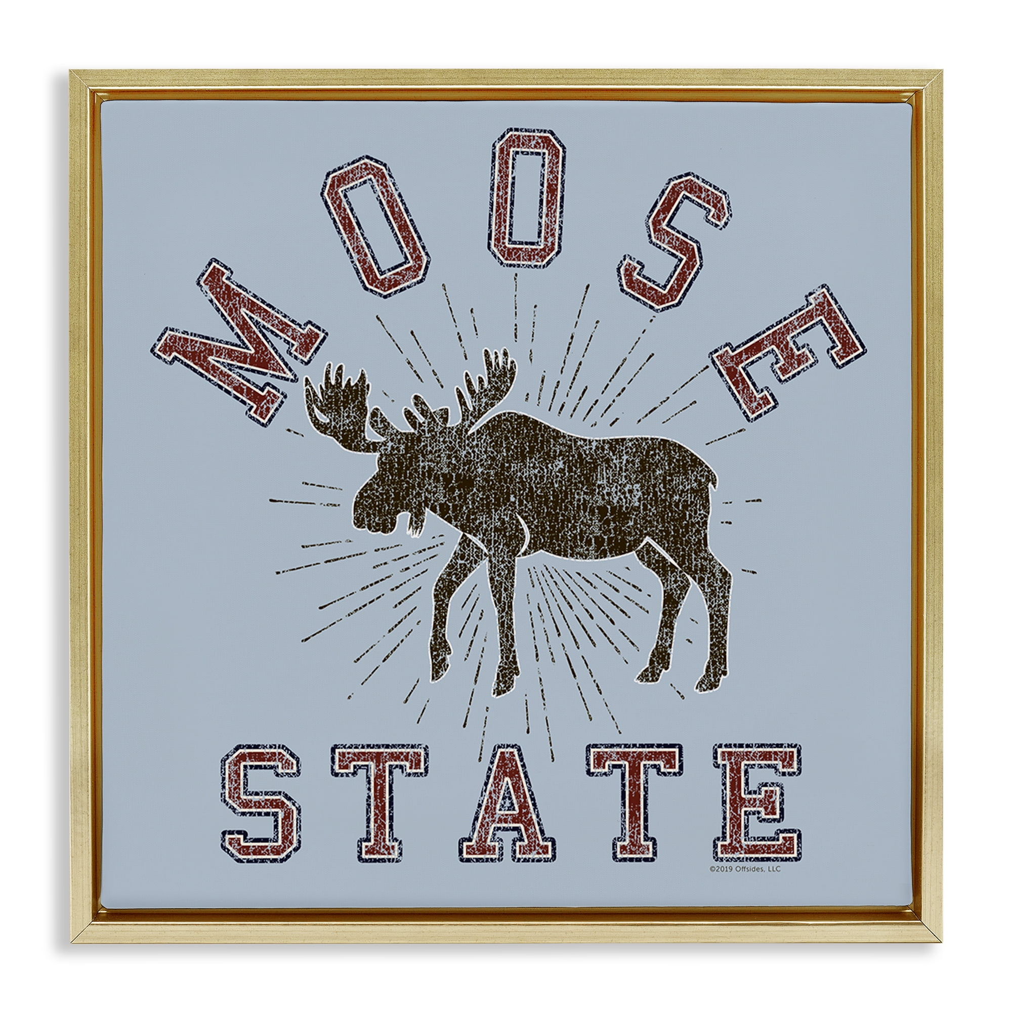 Stupell Industries Vintage Moose State Animals Painting Gold Floater Framed Canvas Art Print Wall Art, 25 x 25