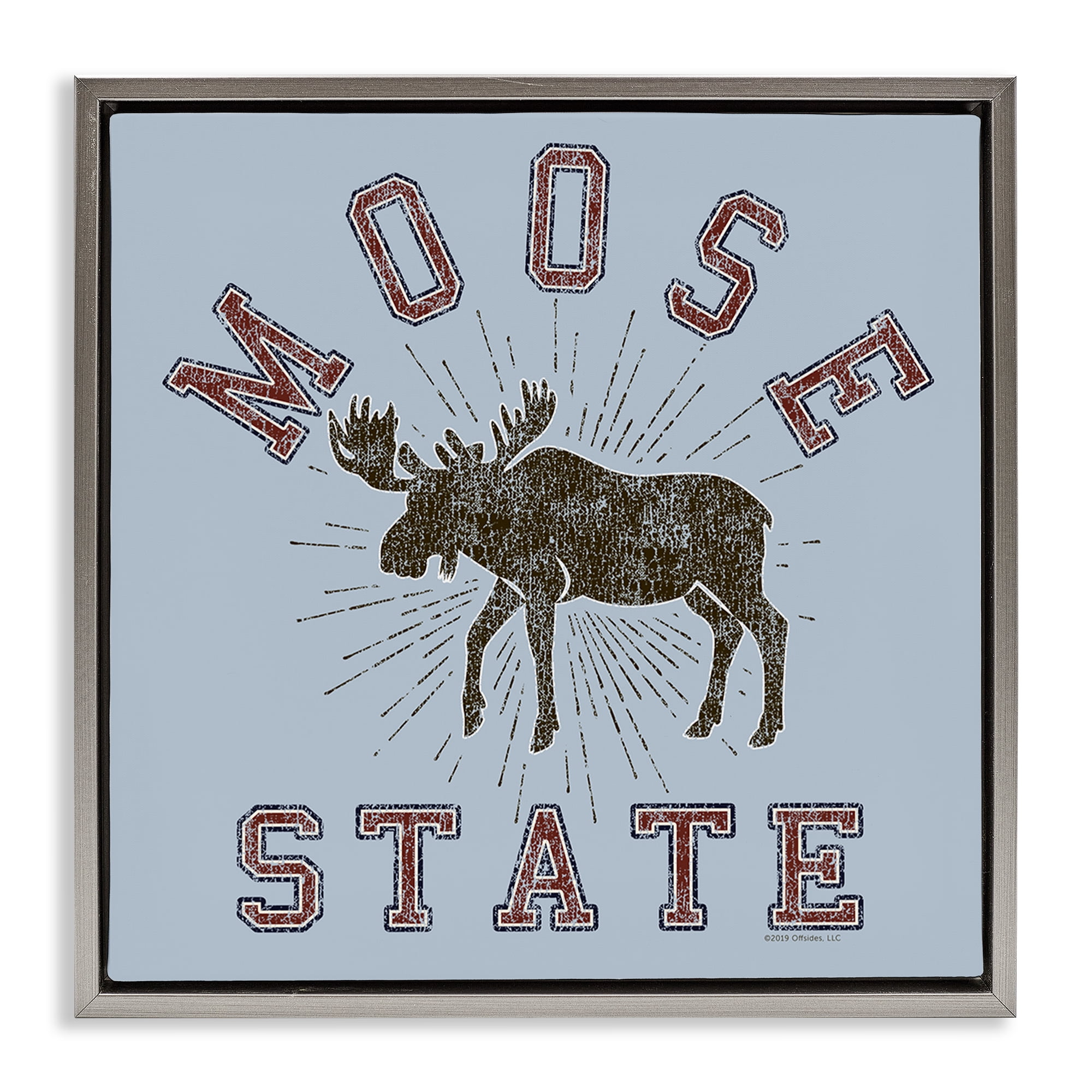 Stupell Industries Vintage Moose State Animals Painting Gray Floater Framed Canvas Art Print Wall Art, 18 x 18