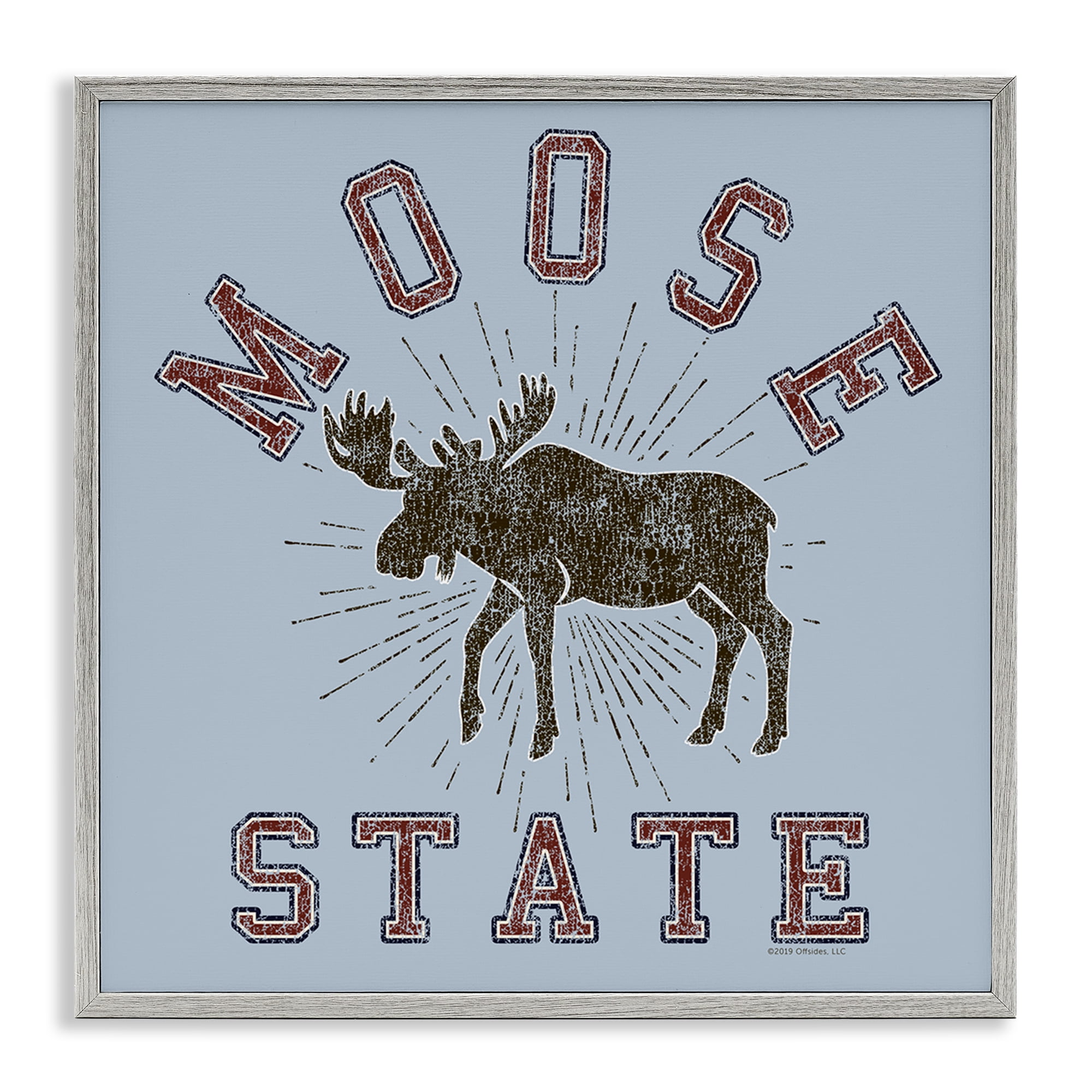 Stupell Industries Vintage Moose State Animals Painting Gray Framed Art Print Wall Art, 12 x 12