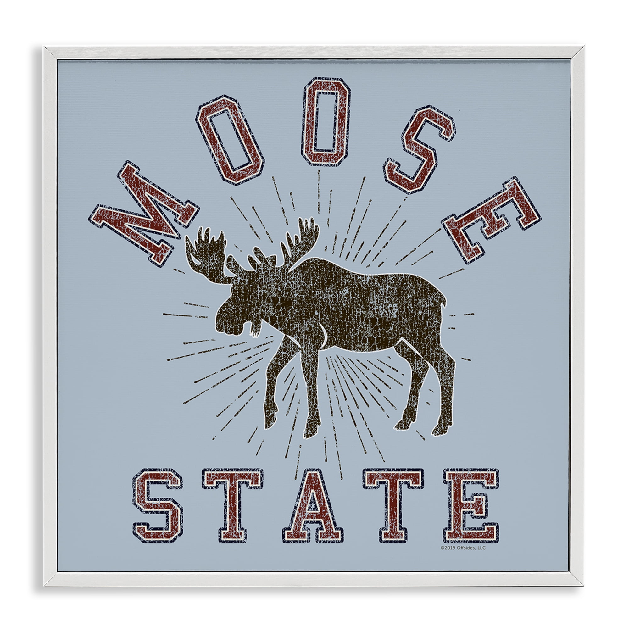 Stupell Industries Vintage Moose State Animals Painting White Framed Art Print Wall Art, 24 x 24