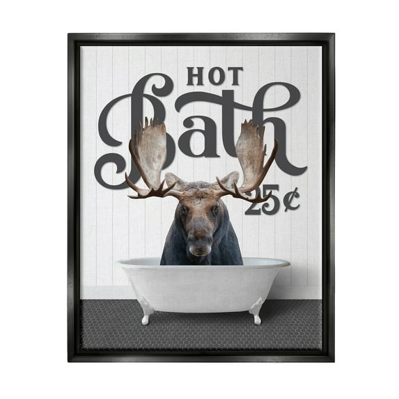 Stupell Industries Vintage Moose Tub Animals & Insects Painting Black Floater Framed Art Print Wall Art, 17 x 21
