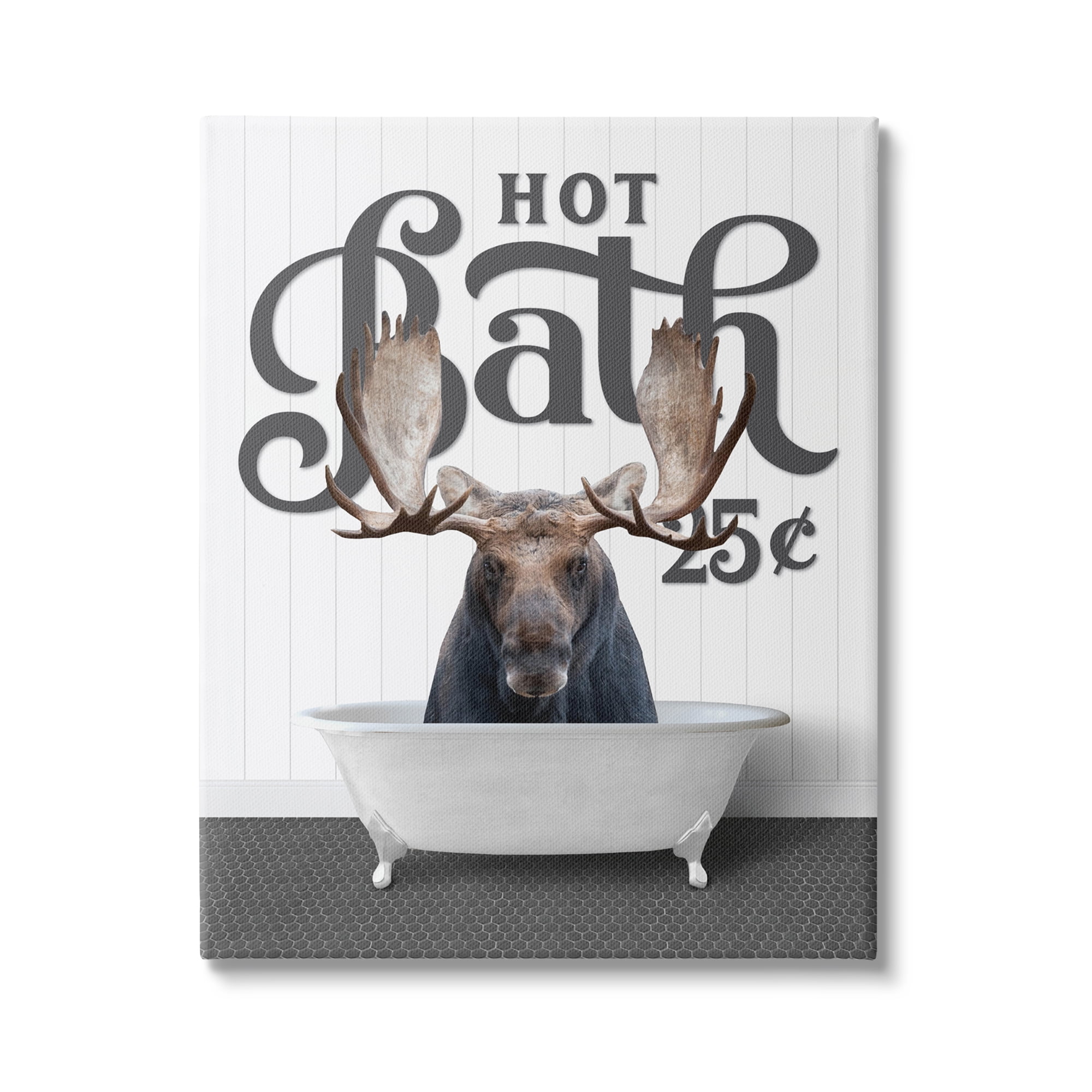 Stupell Industries Vintage Moose Tub Animals & Insects Painting Gallery Wrapped Canvas Print Wall Art, 30 x 40