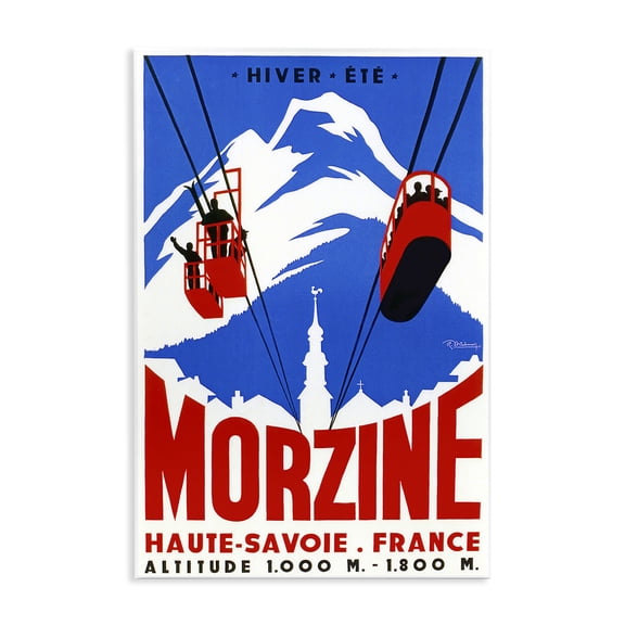 Stupell Industries Vintage Morzine Skiing Advertisements Painting Unframed Art Print Wall Art, 10 x 15