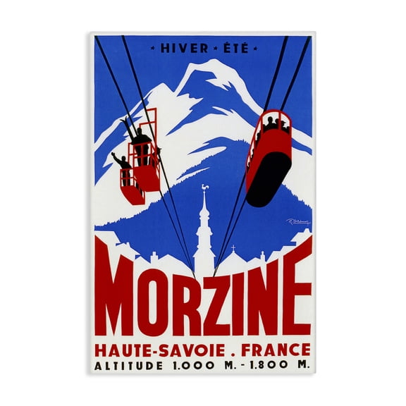 Stupell Industries Vintage Morzine Skiing Advertisements Painting Wrapped Canvas Canvas Art Print Wall Art, 20 x 30