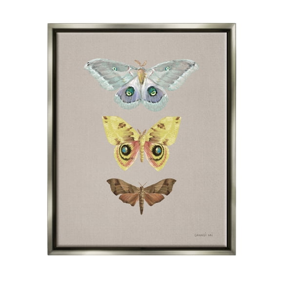 Stupell Industries Vintage Moth Species Animals & Insects Painting Gray Floater Framed Art Print Wall Art, 17 x 21