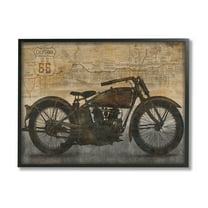 Stupell Industries Vintage Motorcycle Collage Transportation Painting Black Framed Art Print Wall Art, 14 x 11
