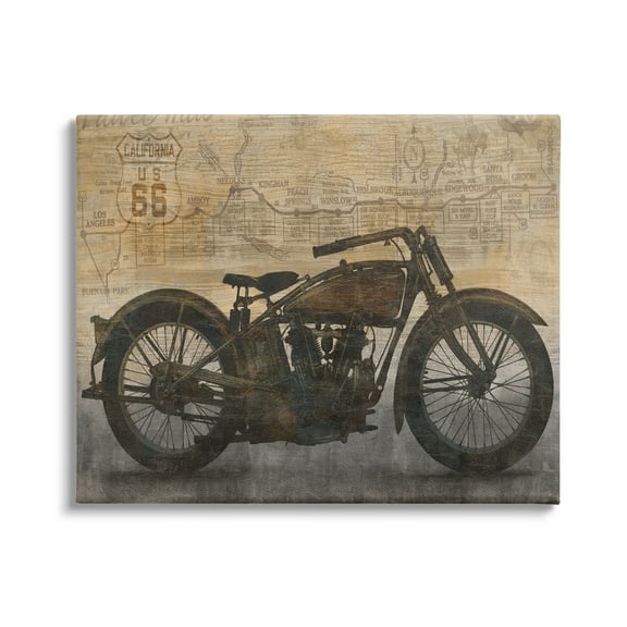 Stupell Industries Vintage Motorcycle Collage Transportation Painting Gallery Wrapped Canvas Print Wall Art, 20 x 16