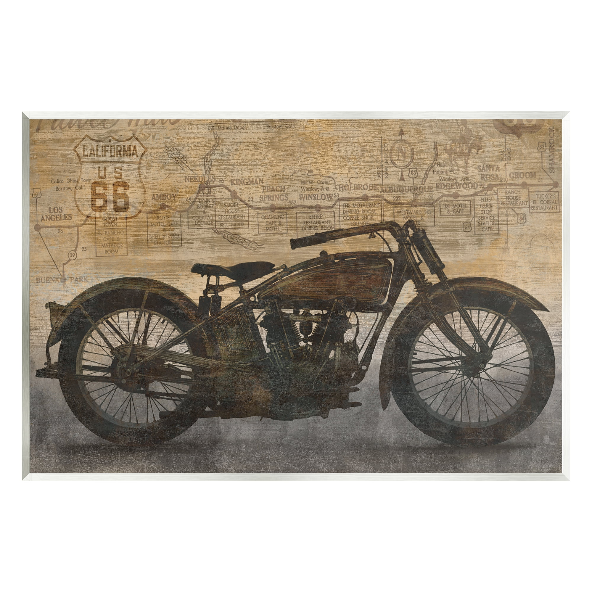 Stupell Industries Vintage Motorcycle Collage Transportation Painting Unframed Art Print Wall Art, 19 x 13