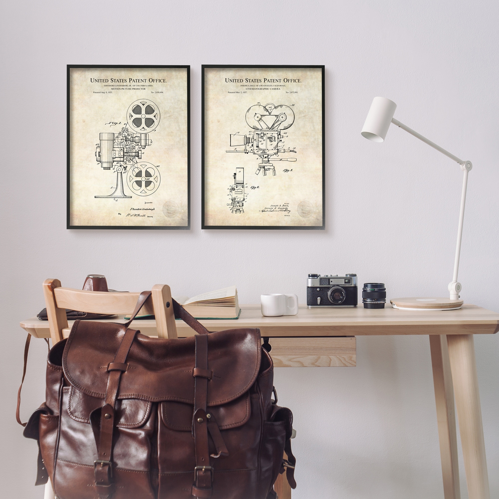 Stupell Industries Vintage Movie Camera Cinema Projector Patent Diagram Framed Wall Art, 16 x 20, Design by Karl Hronek
