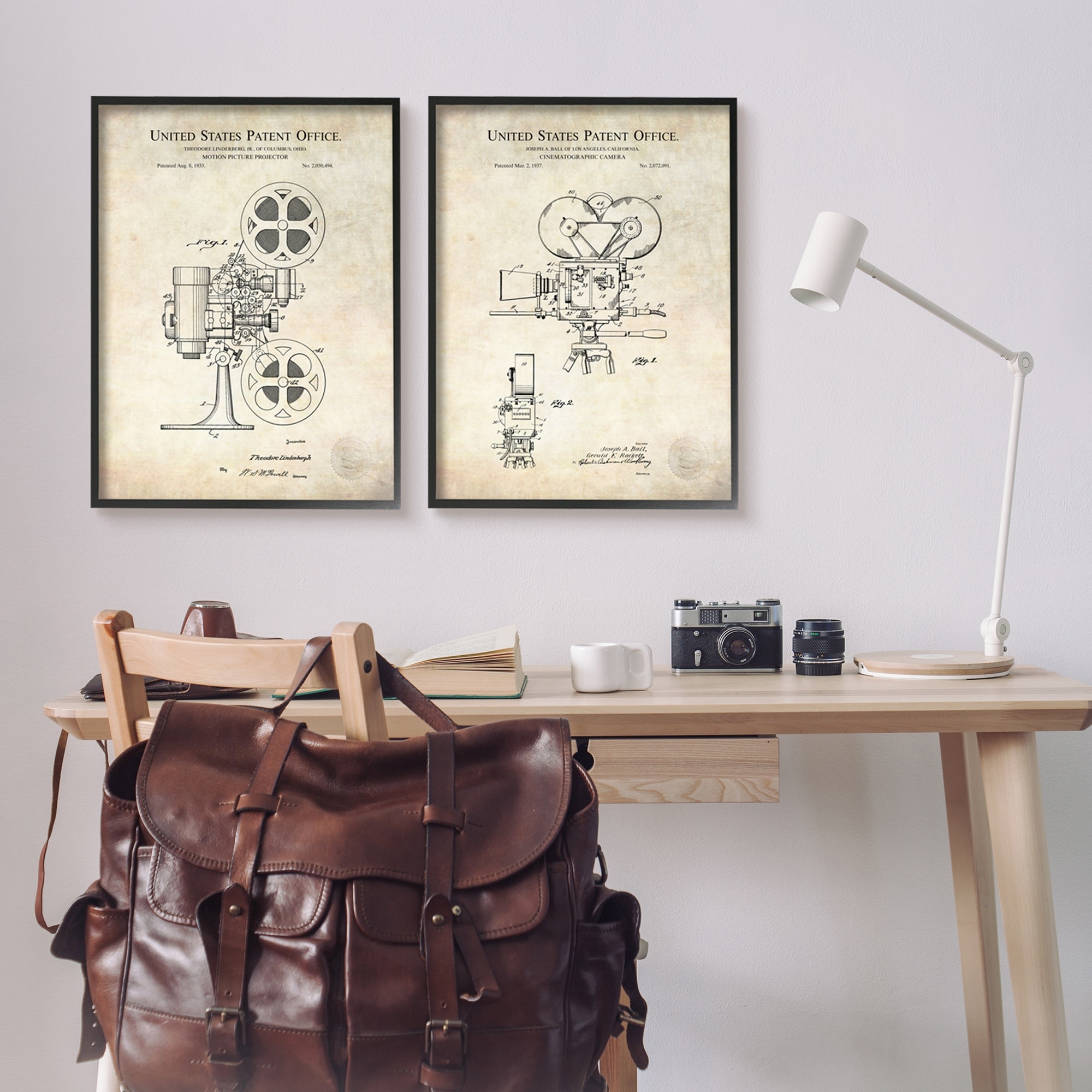 Stupell Industries Vintage Movie Camera Cinema Projector Patent Diagram Framed Wall Art, 24 x 30, Design by Karl Hronek