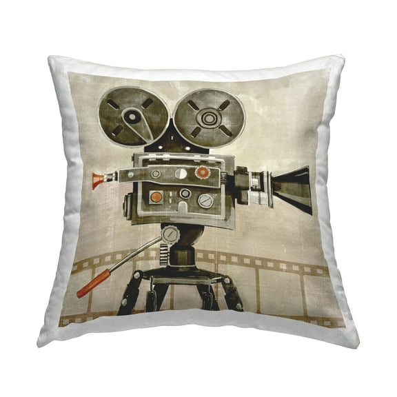 Stupell Industries Vintage Movie Reel Projector Film Cinema Design by Grace Popp Throw Pillow