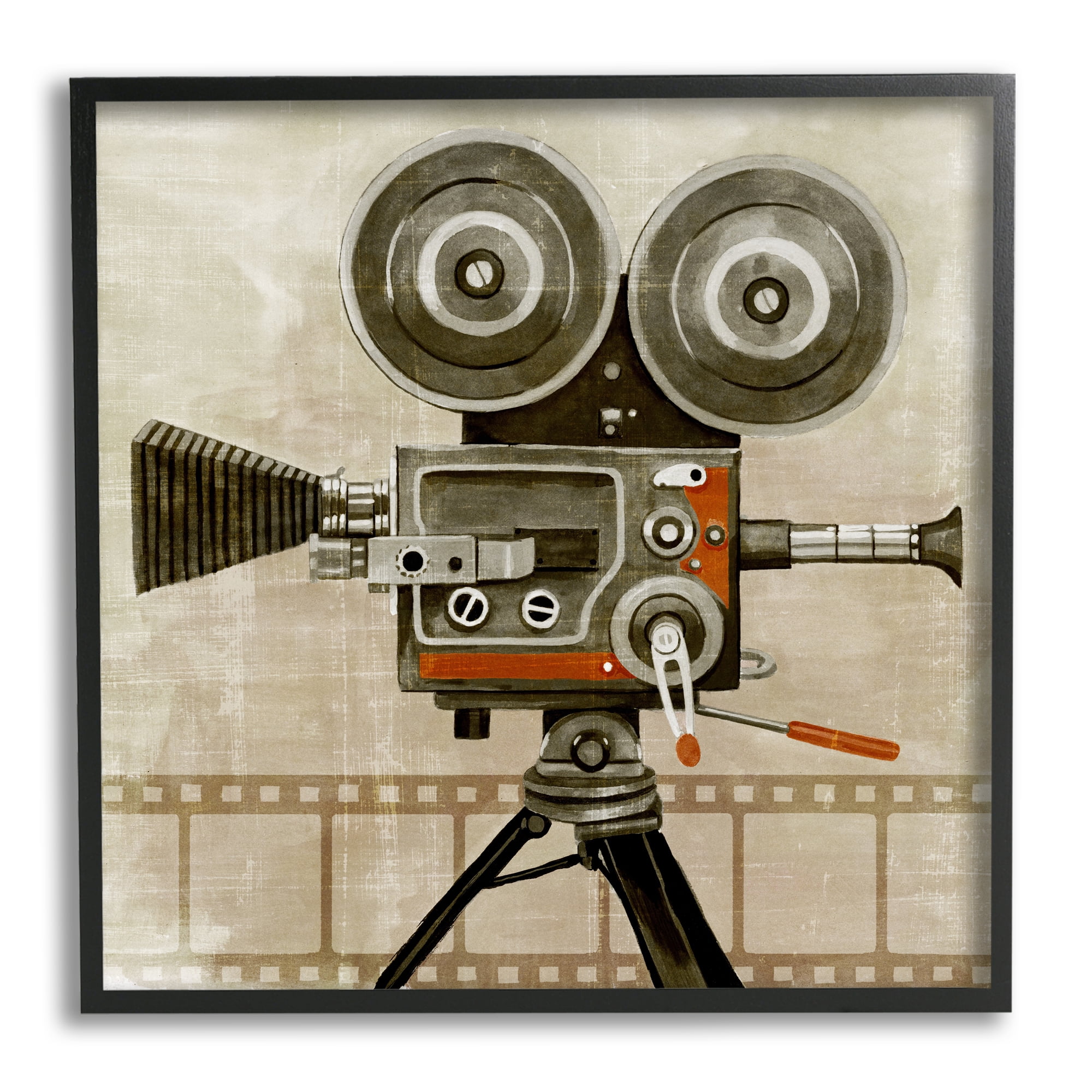 Stupell Industries Vintage Movie Video Camera Novelty Painting Black Framed Art Print Wall Art