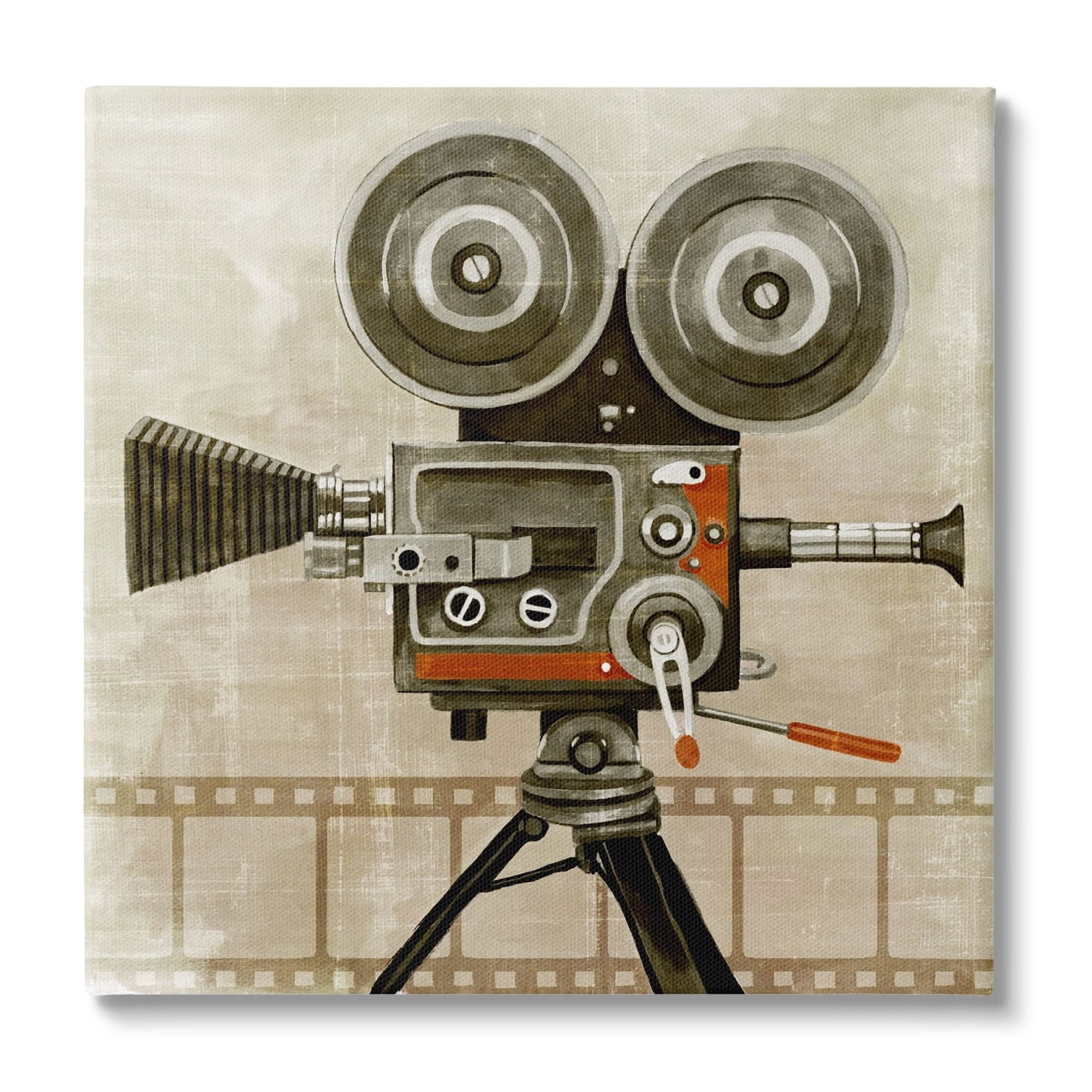 Stupell Industries Vintage Movie Video Camera Novelty Painting Gallery Wrapped Canvas Print Wall Art