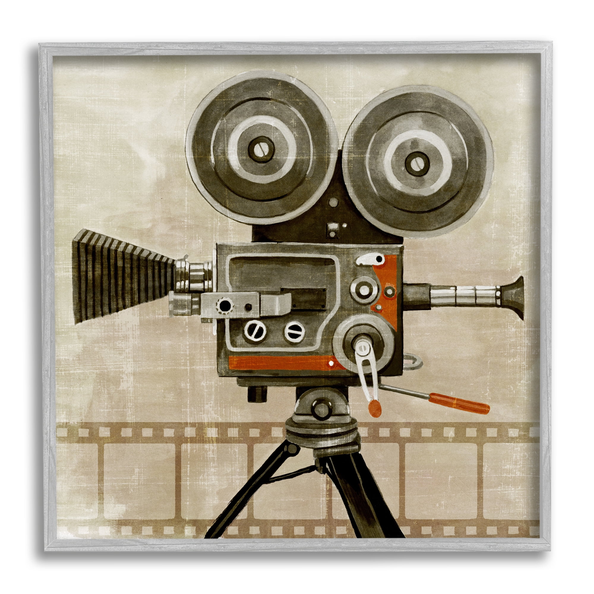 Stupell Industries Vintage Movie Video Camera Novelty Painting Gray Framed Art Print Wall Art