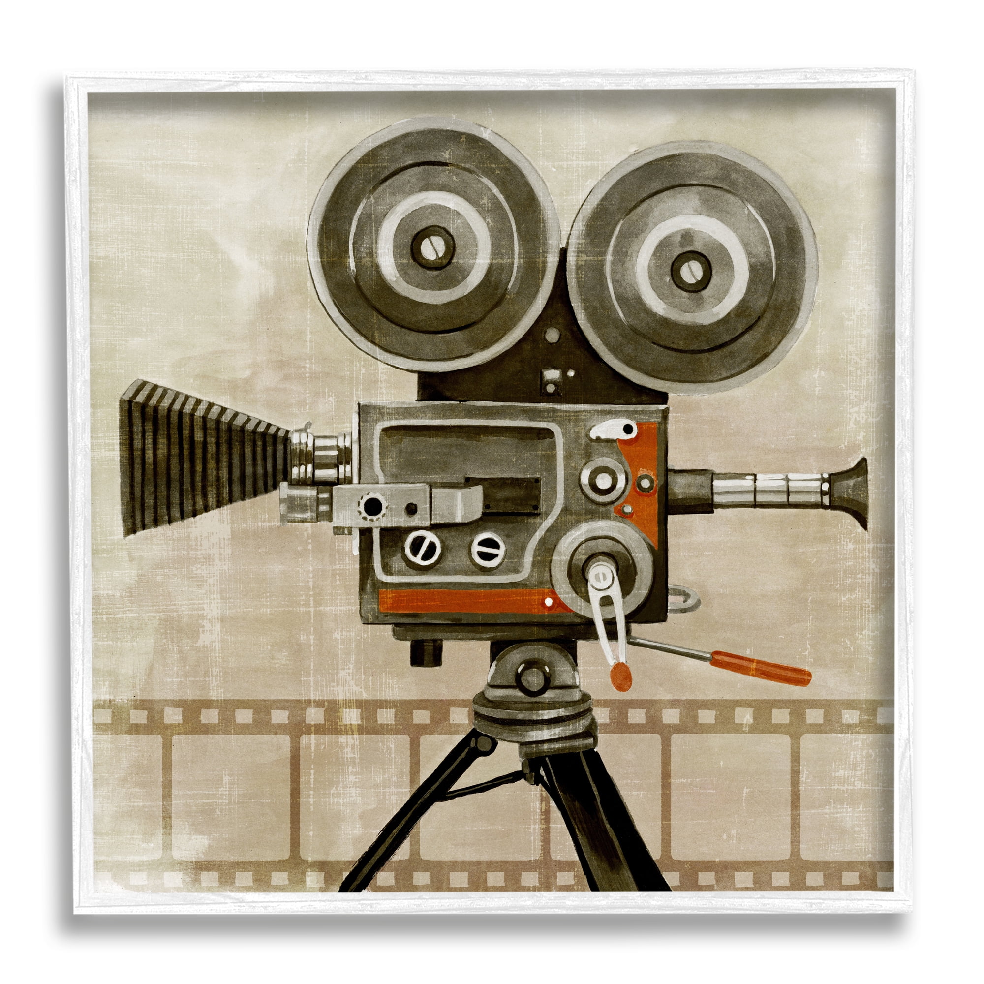 Stupell Industries Vintage Movie Video Camera Novelty Painting White Framed Art Print Wall Art
