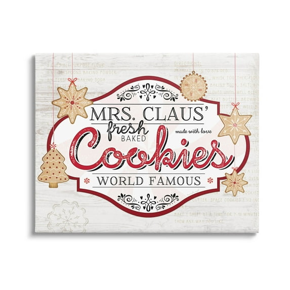 Stupell Industries Vintage Mrs. Claus Cookies Sign Graphic Art Gallery Wrapped Canvas Print Wall Art, Design by Jennifer Pugh