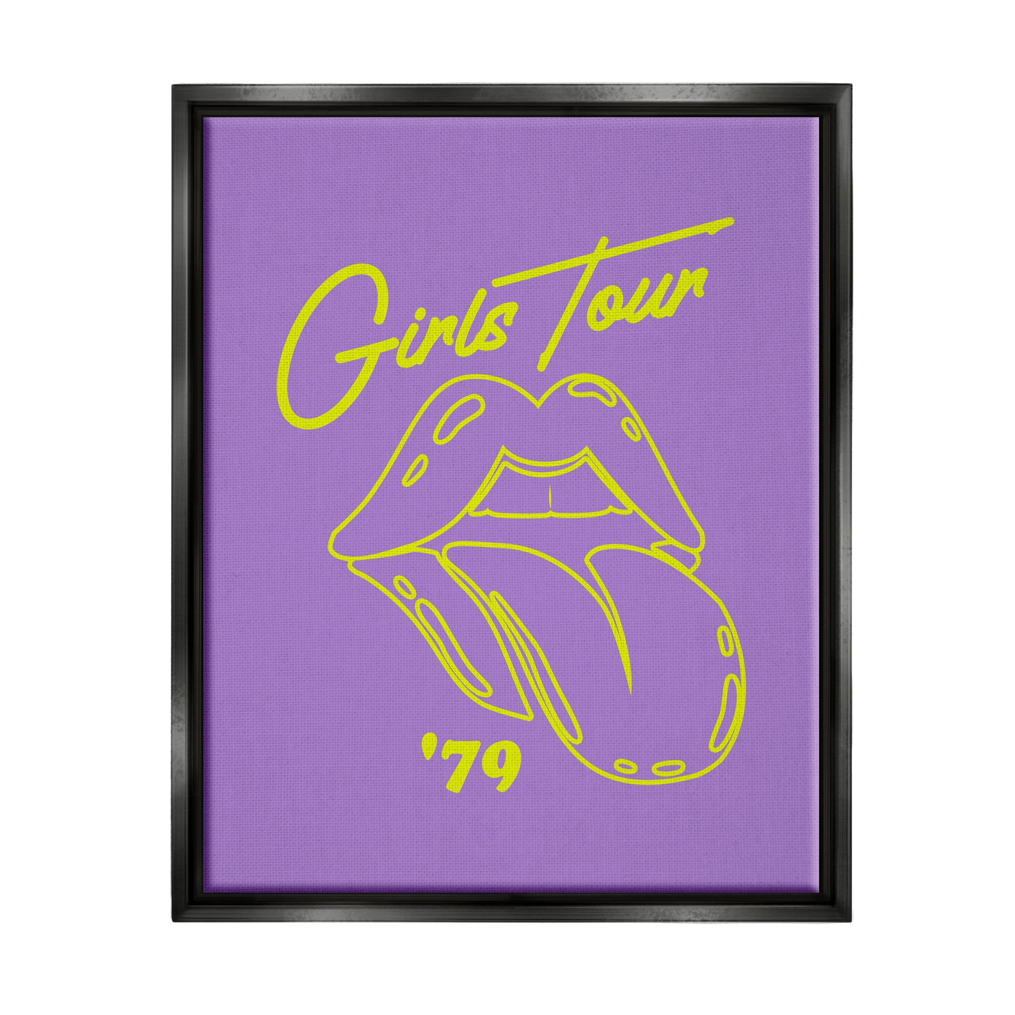 Stupell Industries Vintage Music Girls Tour Abstract Painting Black Floater Framed Canvas Art Print Wall Art, 17 x 21