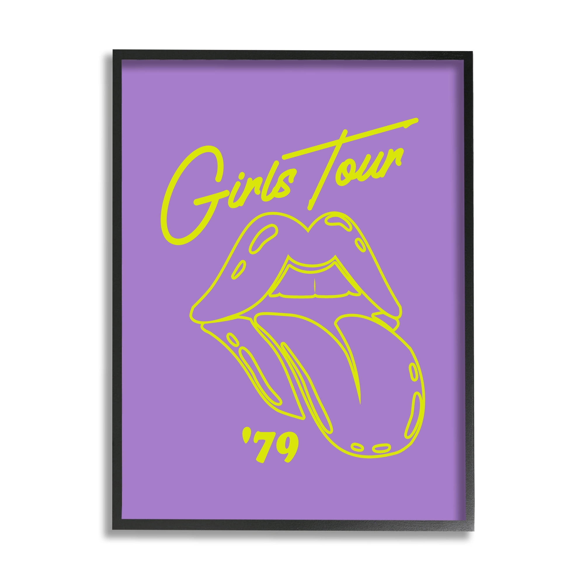 Stupell Industries Vintage Music Girls Tour Abstract Painting Black Framed Art Print Wall Art, 16 x 20