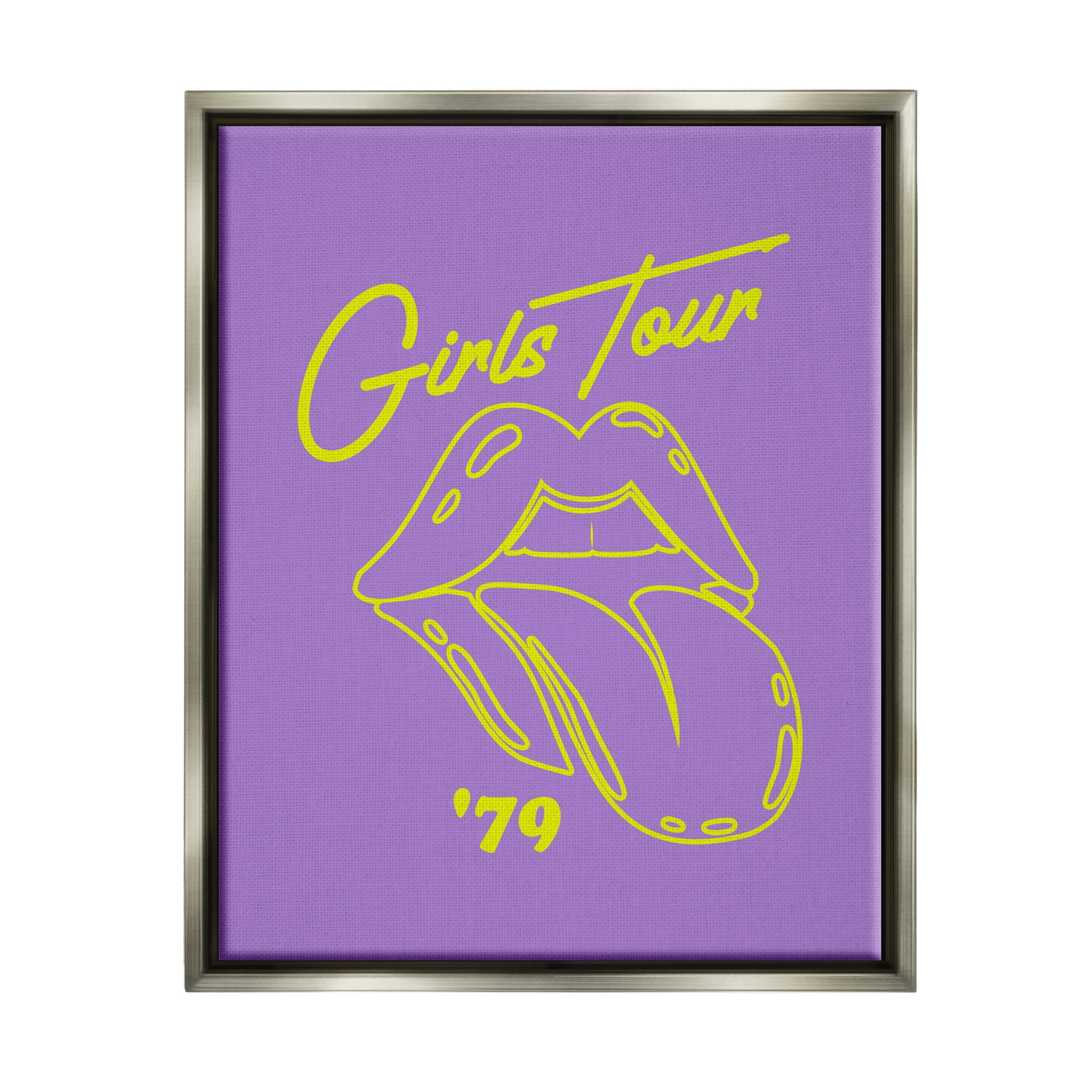 Stupell Industries Vintage Music Girls Tour Abstract Painting Gray Floater Framed Canvas Art Print Wall Art, 17 x 21