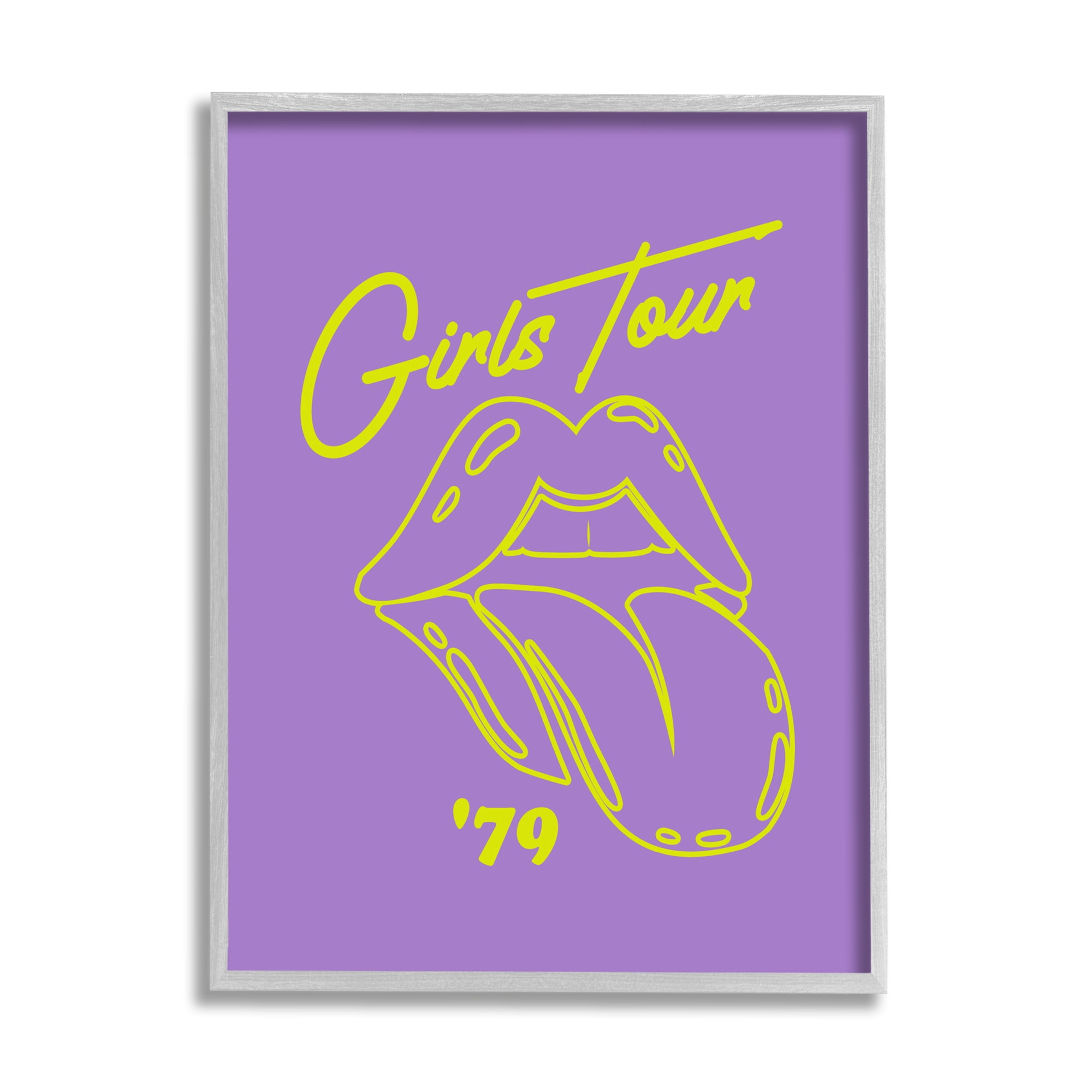 Stupell Industries Vintage Music Girls Tour Abstract Painting Gray Framed Art Print Wall Art, 11 x 14