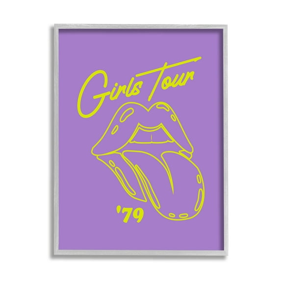 Stupell Industries Vintage Music Girls Tour Abstract Painting Gray Framed Art Print Wall Art, 16 x 20