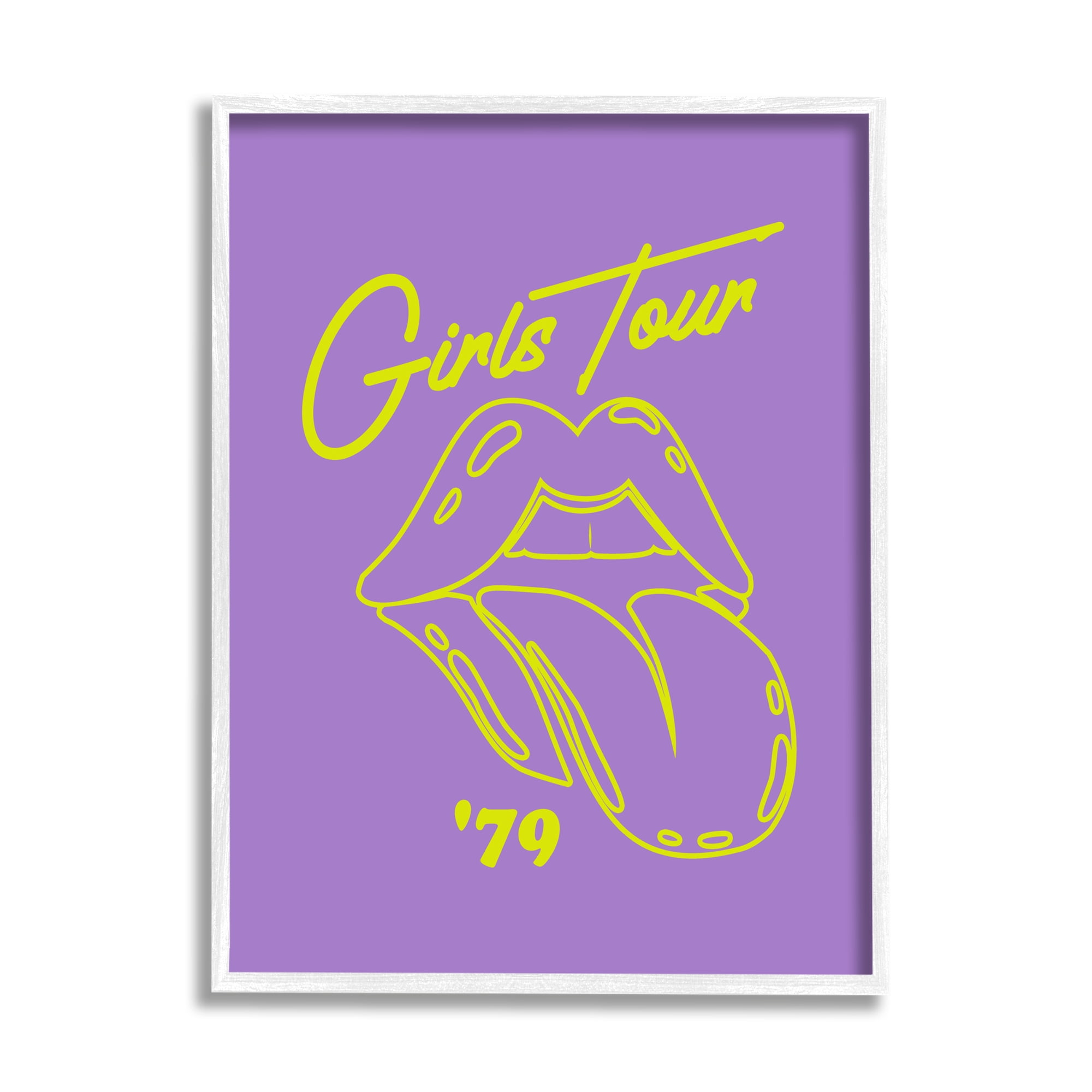 Stupell Industries Vintage Music Girls Tour Abstract Painting White Framed Art Print Wall Art, 11 x 14
