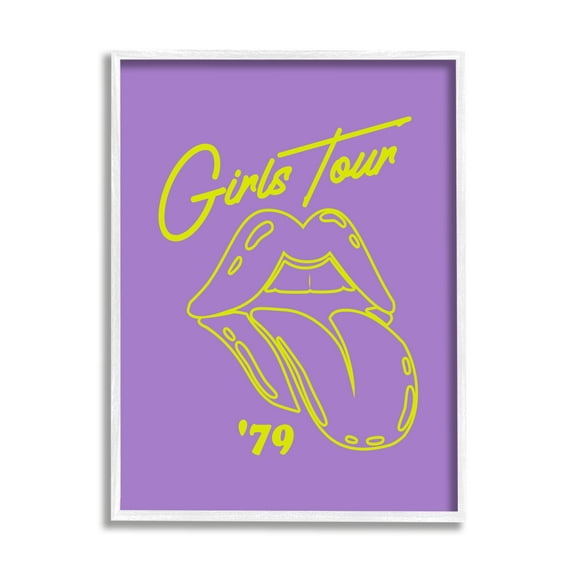 Stupell Industries Vintage Music Girls Tour Abstract Painting White Framed Art Print Wall Art, 24 x 30