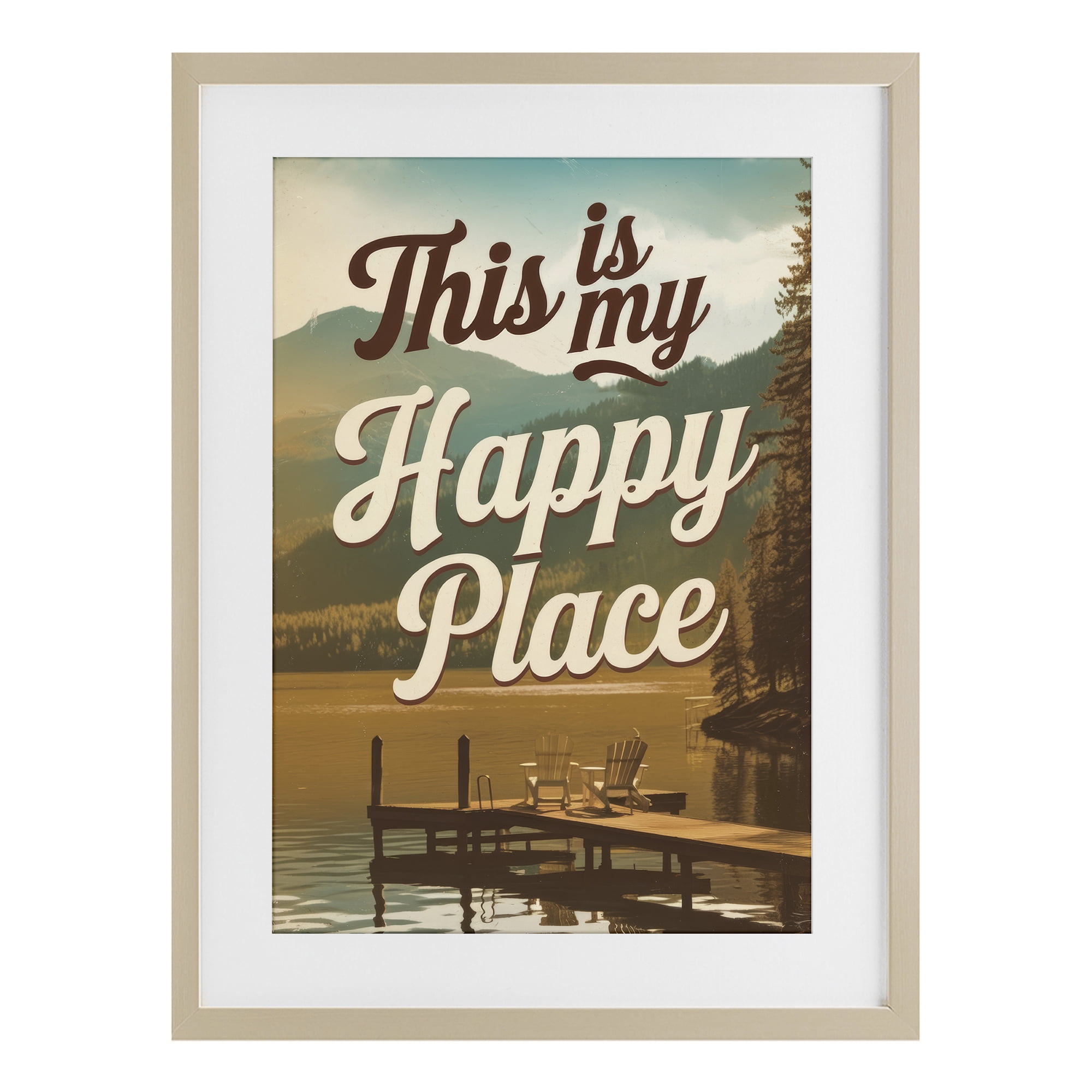 Stupell Industries Vintage My Happy Place Birch Framed Print Under Glass, design by Andreas Magnusson