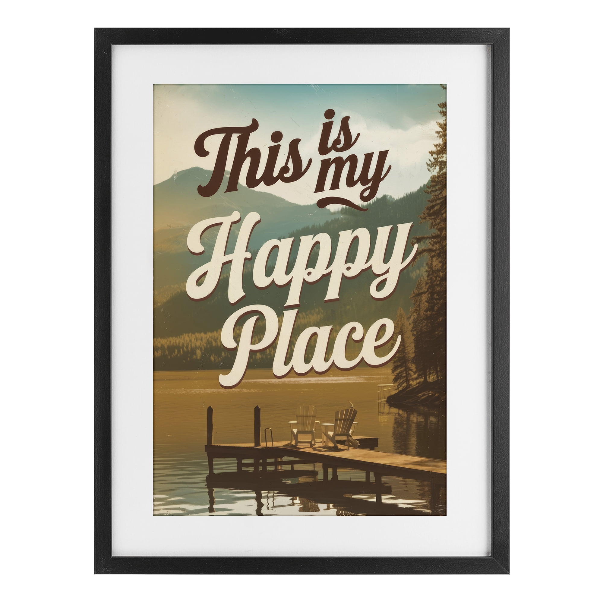 Stupell Industries Vintage My Happy Place Black Framed Print Under Glass, design by Andreas Magnusson