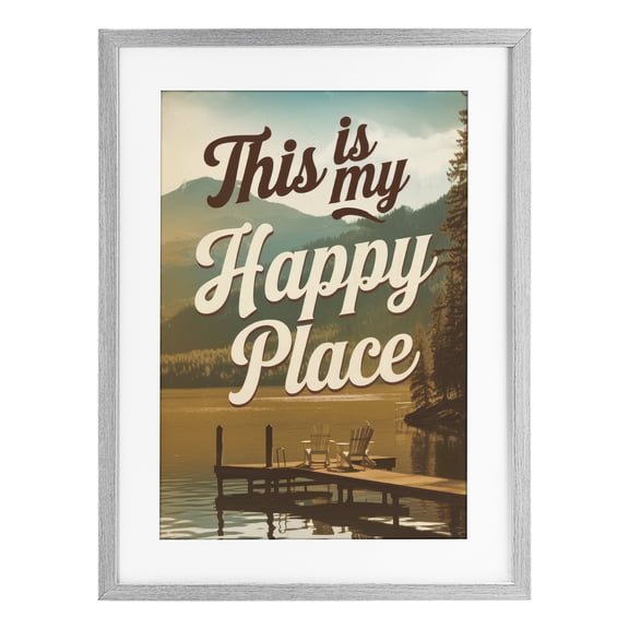 Stupell Industries Vintage My Happy Place Gray Framed Print Under Glass, design by Andreas Magnusson