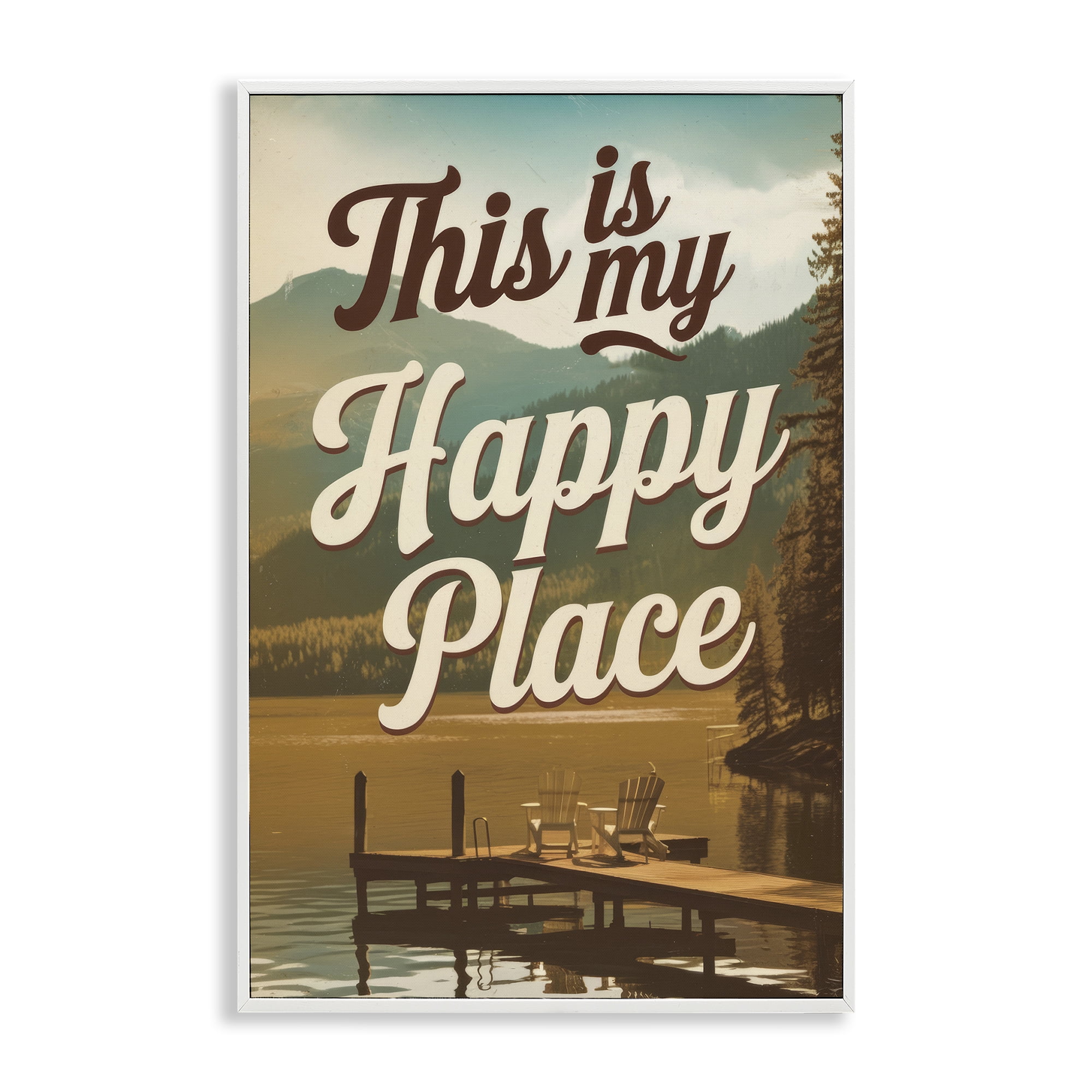 Stupell Industries Vintage My Happy Place White Framed Giclee Art, design by Andreas Magnusson