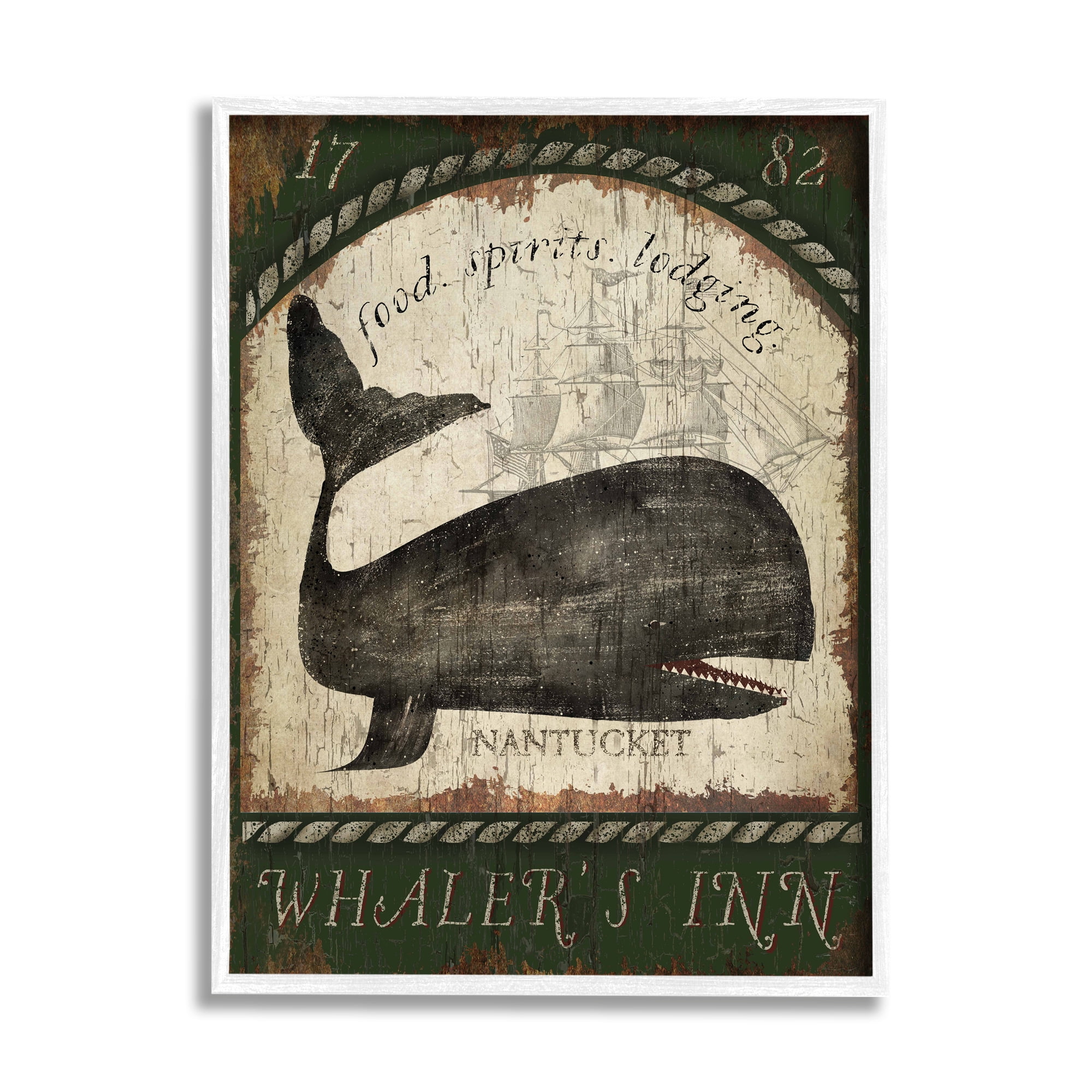 Stupell Industries Vintage Nantucket Whaler's Inn Sign, 16 x 20,Design by Beth Albert