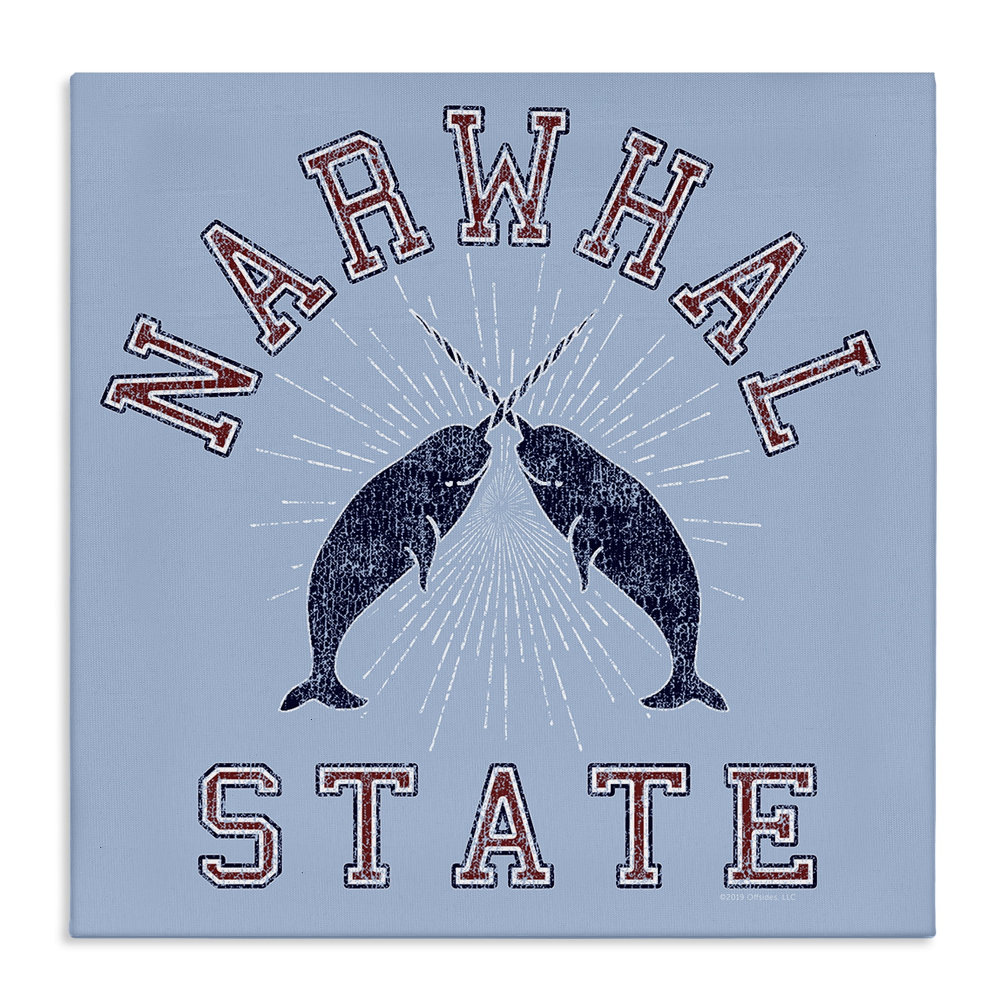 Stupell Industries Vintage Narwhal State Animals Painting Wrapped Canvas Art Print Wall Art, 17 x 17
