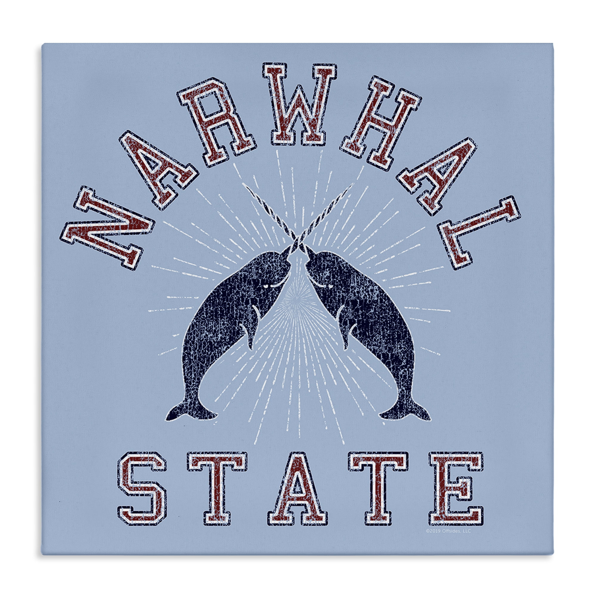 Stupell Industries Vintage Narwhal State Animals Painting Wrapped Canvas Art Print Wall Art, 36 x 36