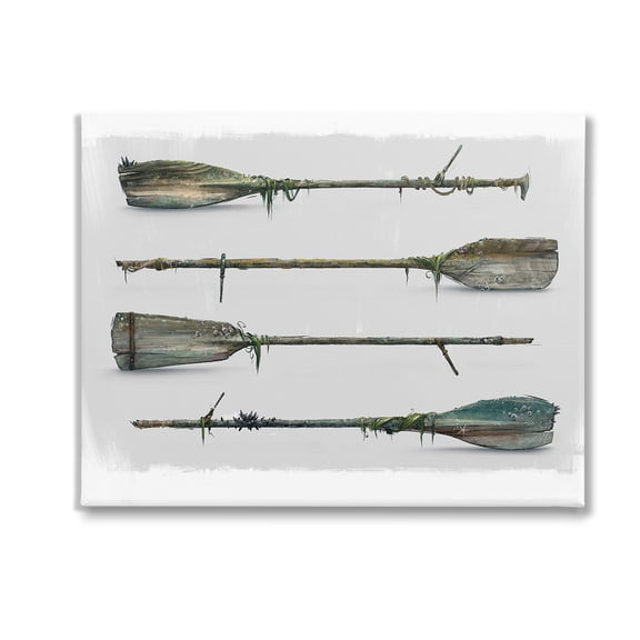 Stupell Industries Vintage Nautical Boat Oars Transportation Painting Gallery Wrapped Canvas Art Print Wall Art, 20 x 16