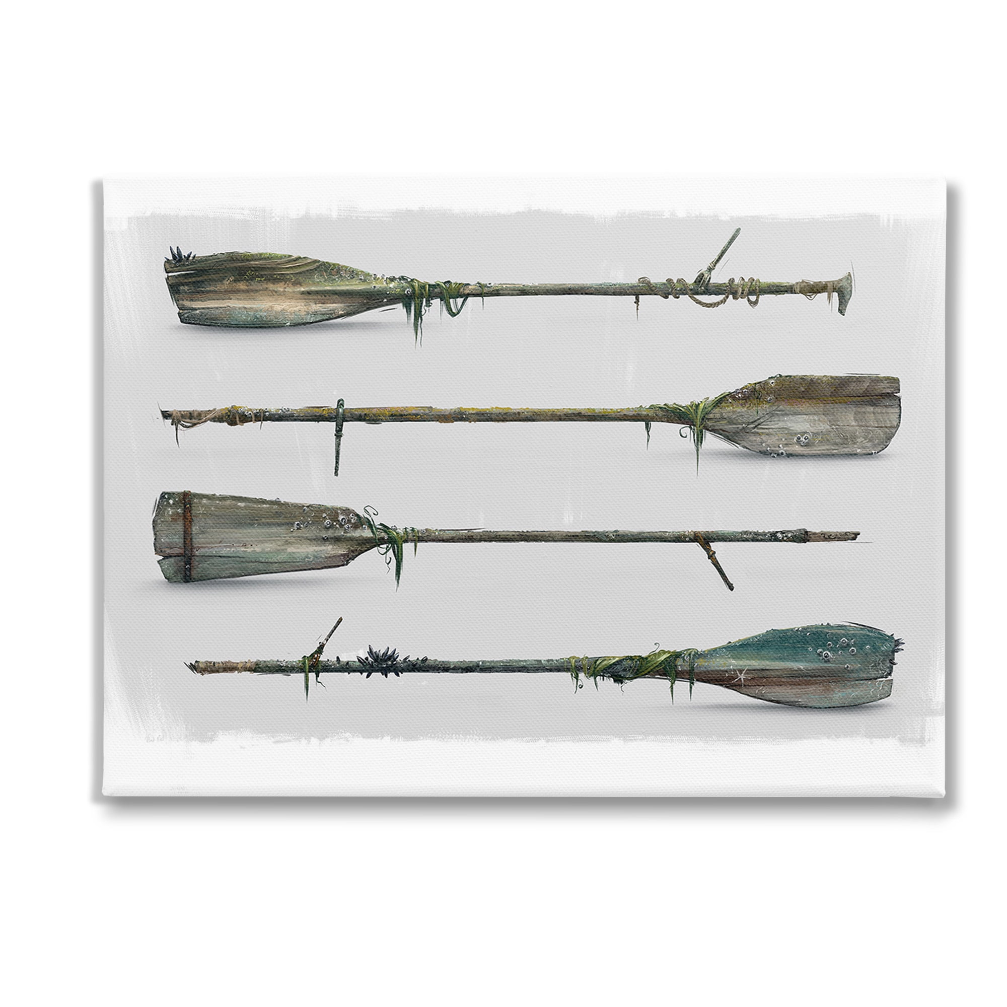 Stupell Industries Vintage Nautical Boat Oars Transportation Painting Gallery Wrapped Canvas Art Print Wall Art, 40 x 30