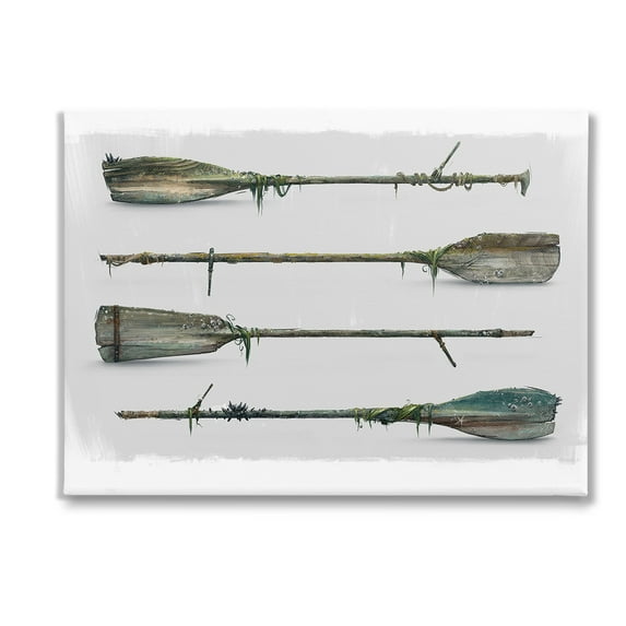 Stupell Industries Vintage Nautical Boat Oars Transportation Painting Gallery Wrapped Canvas Art Print Wall Art, 48 x 36