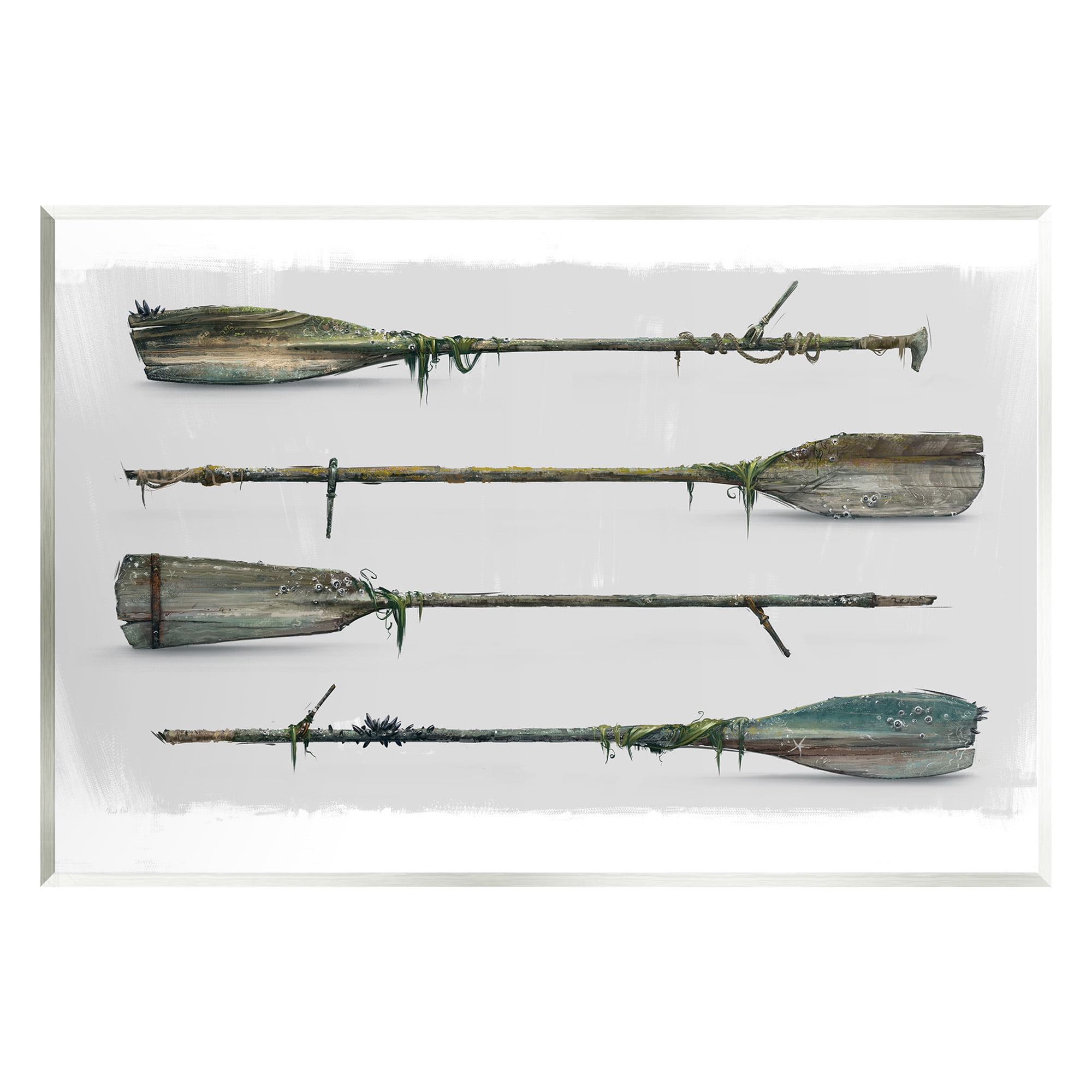 Stupell Industries Vintage Nautical Boat Oars Transportation Painting Unframed Art Print Wall Art, 19 x 13