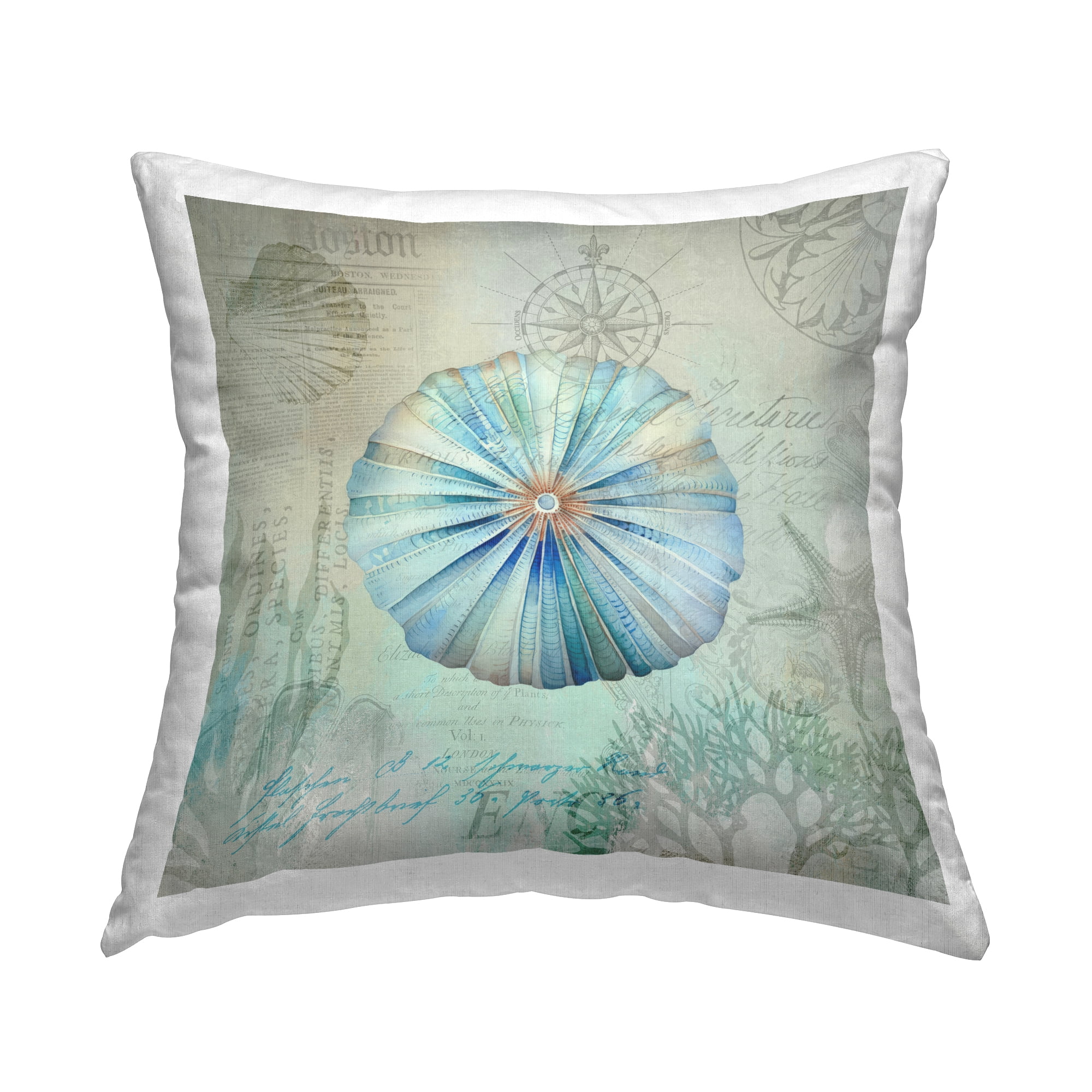Stupell Industries Vintage Nautical Sea Urchin Decorative Printed Throw Pillow Design by Andrea Haase .