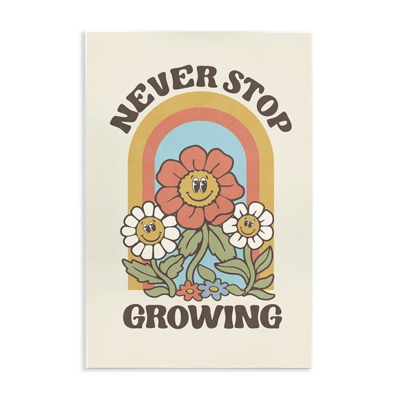 Stupell Industries Vintage Never Stop Growing Plants & Flowers Painting Unframed Art Print Wall Art, 10 x 15