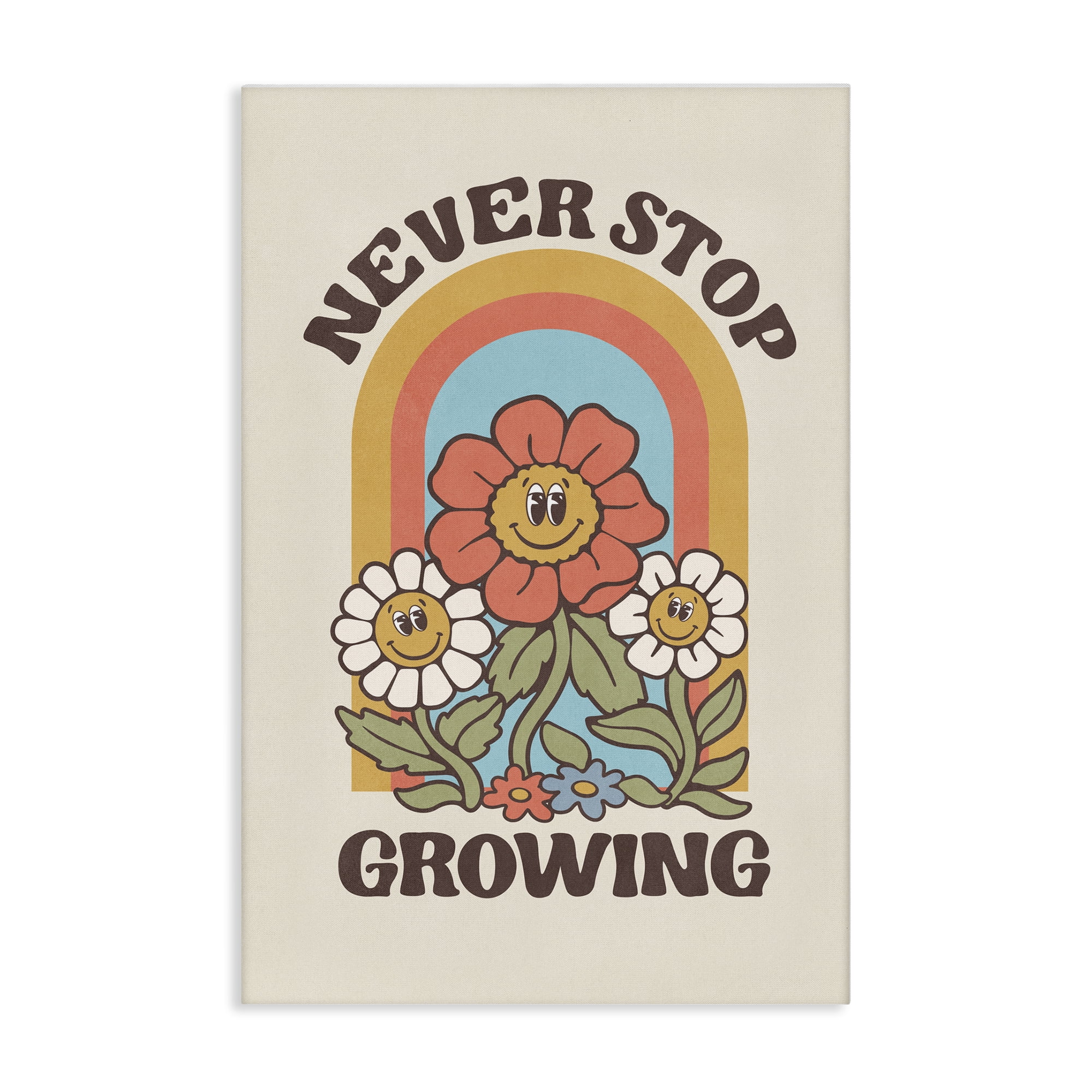 Stupell Industries Vintage Never Stop Growing Plants & Flowers Painting Wrapped Canvas Art Print Wall Art, 30 x 45
