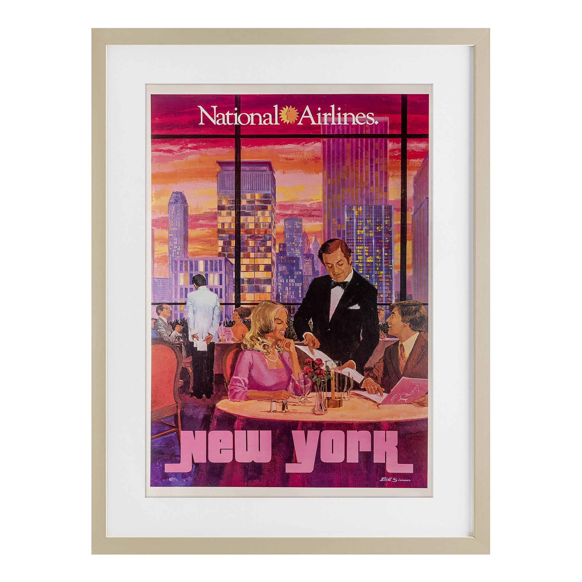 Stupell Industries Vintage New York Dining Birch Framed Print Under Glass, design by Vintage Posters