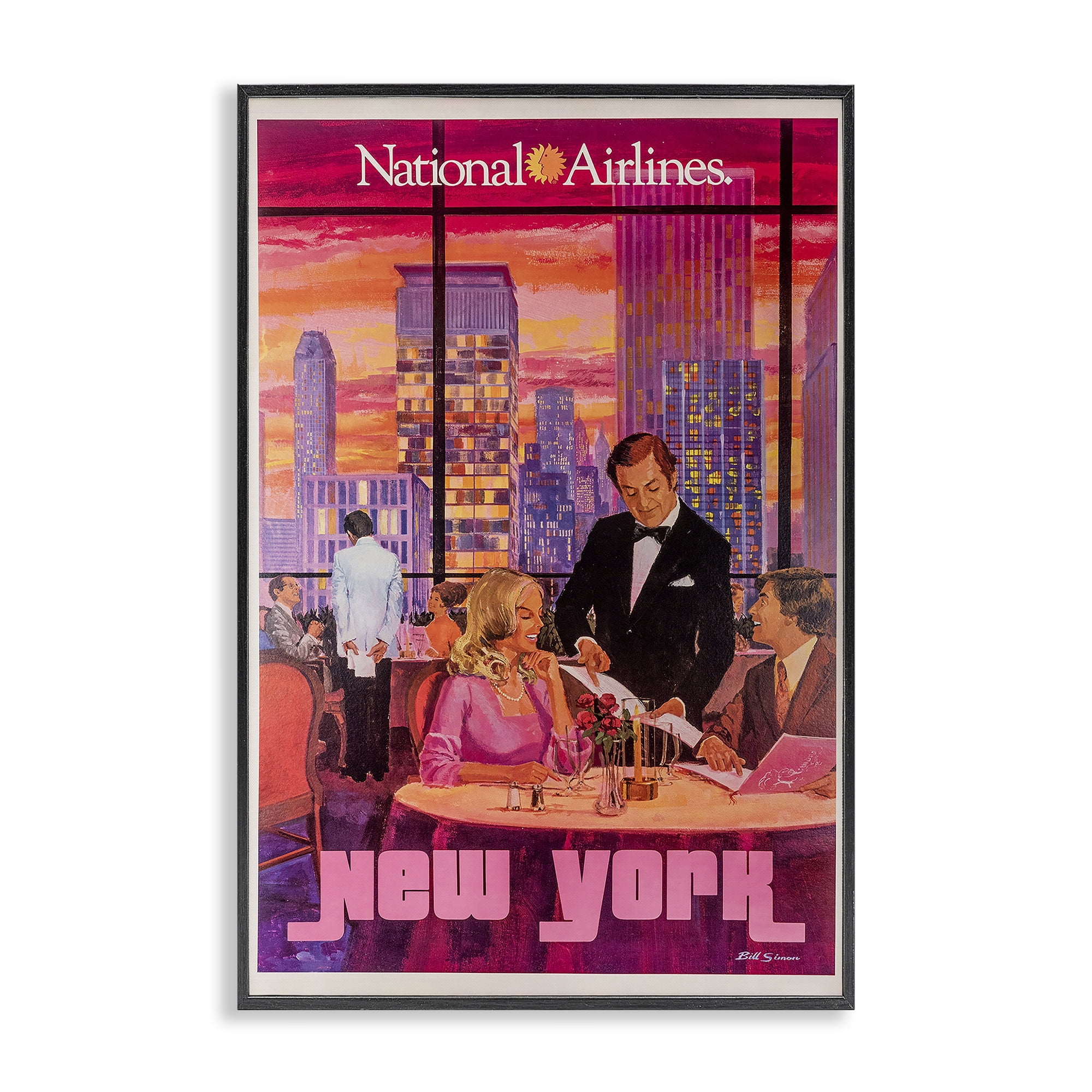 Stupell Industries Vintage New York Dining Black Framed Giclee Art, design by Vintage Posters