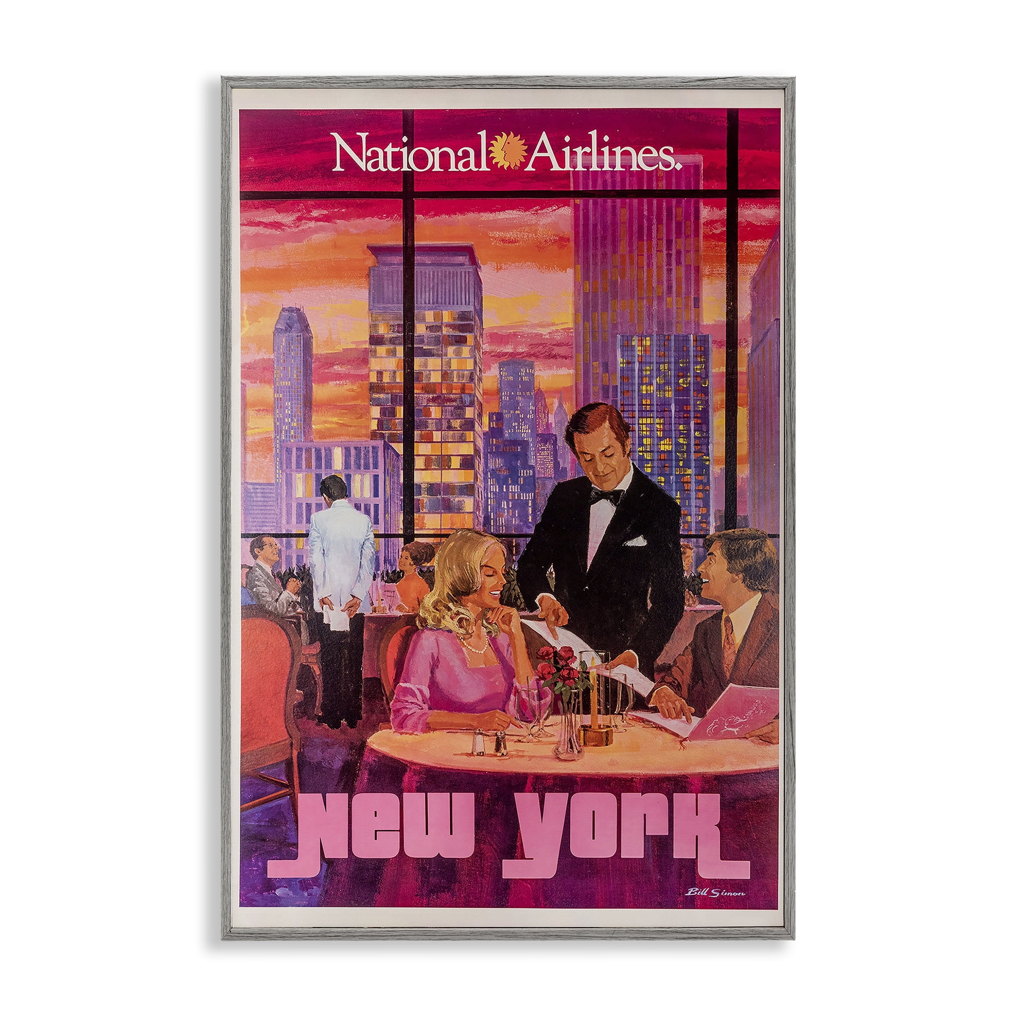Stupell Industries Vintage New York Dining Gray Framed Giclee Art, design by Vintage Posters