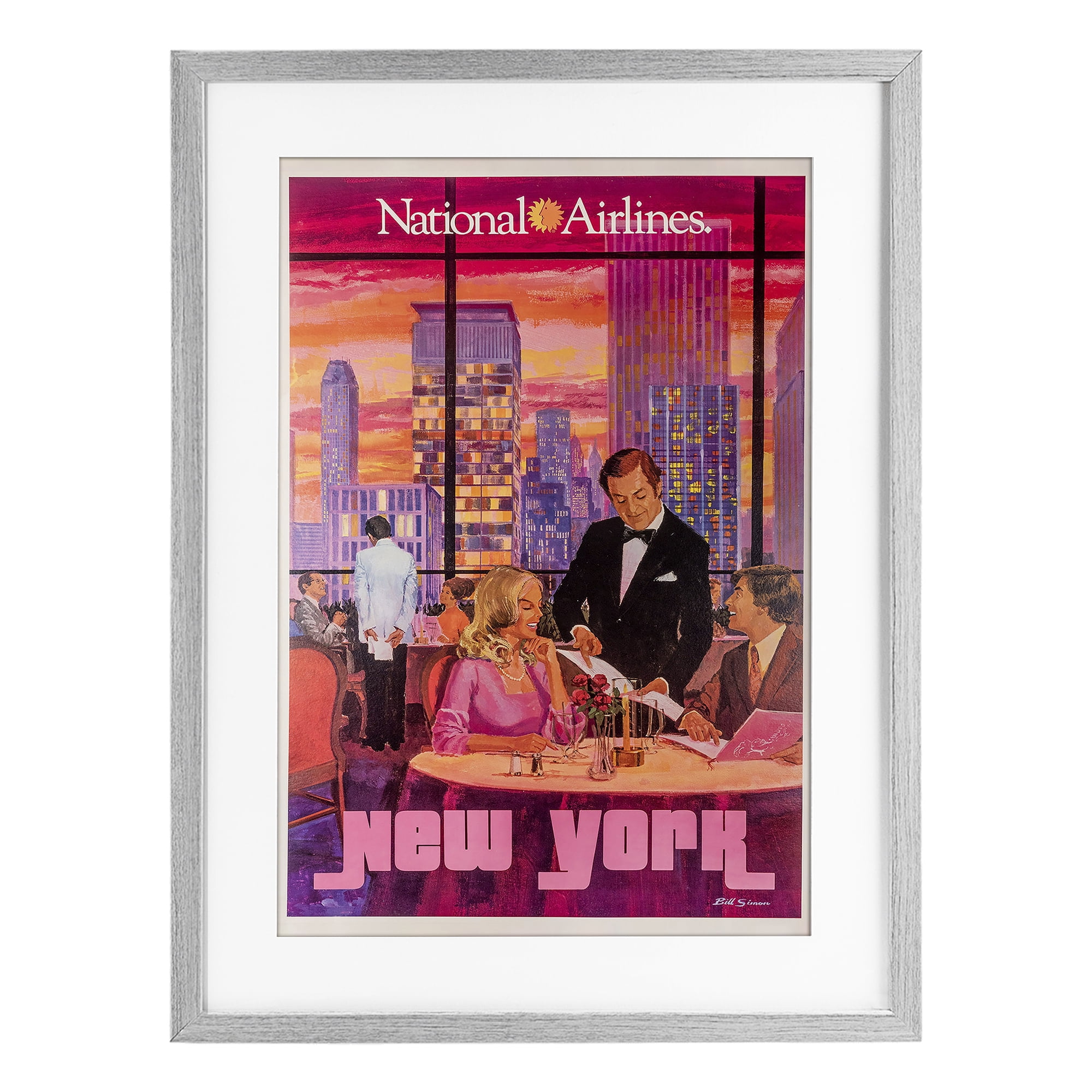 Stupell Industries Vintage New York Dining Gray Framed Print Under Glass, design by Vintage Posters