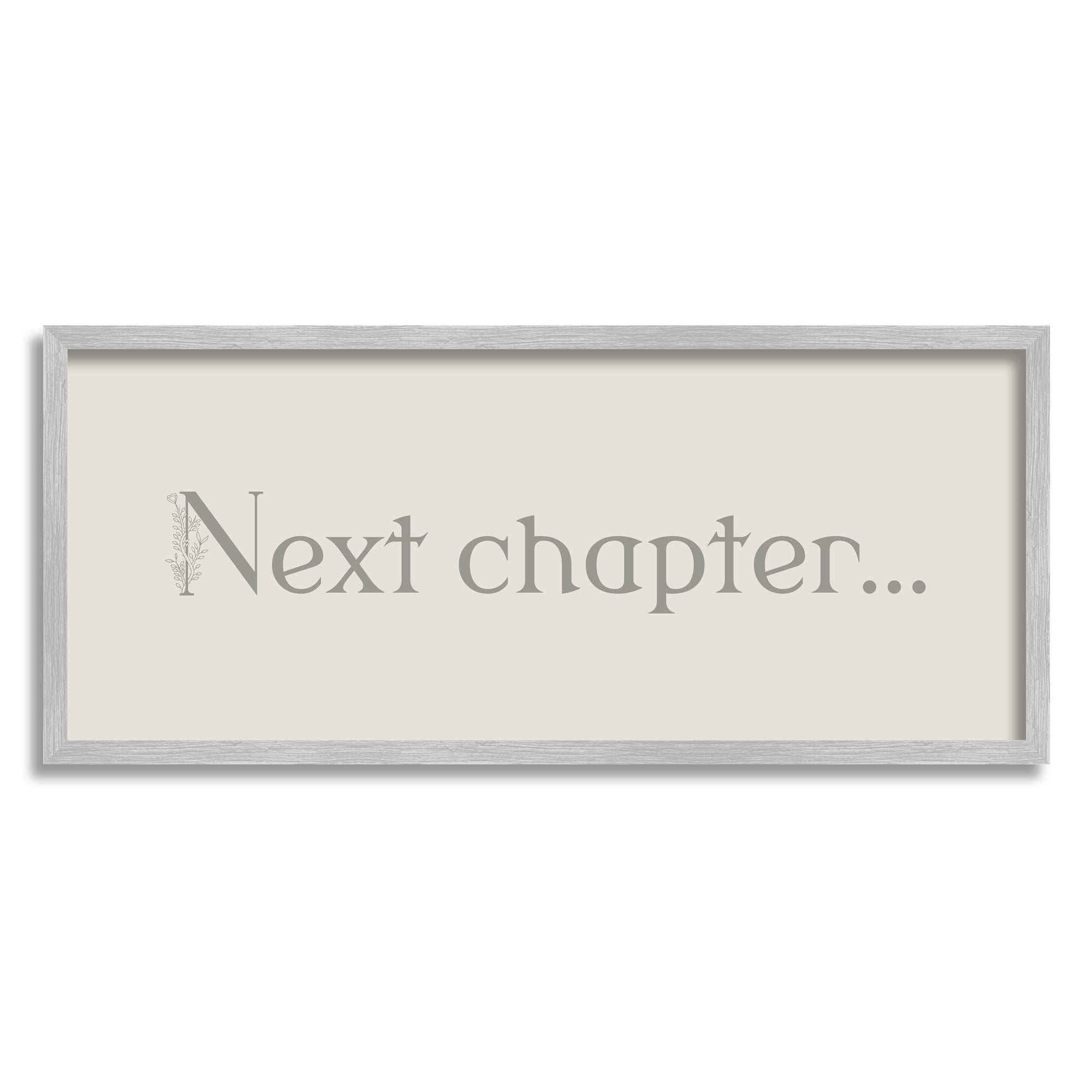 Stupell Industries Vintage Next Chapter Phrase Inspirational Painting Gray Framed Art Print Wall Art, 30 x 13