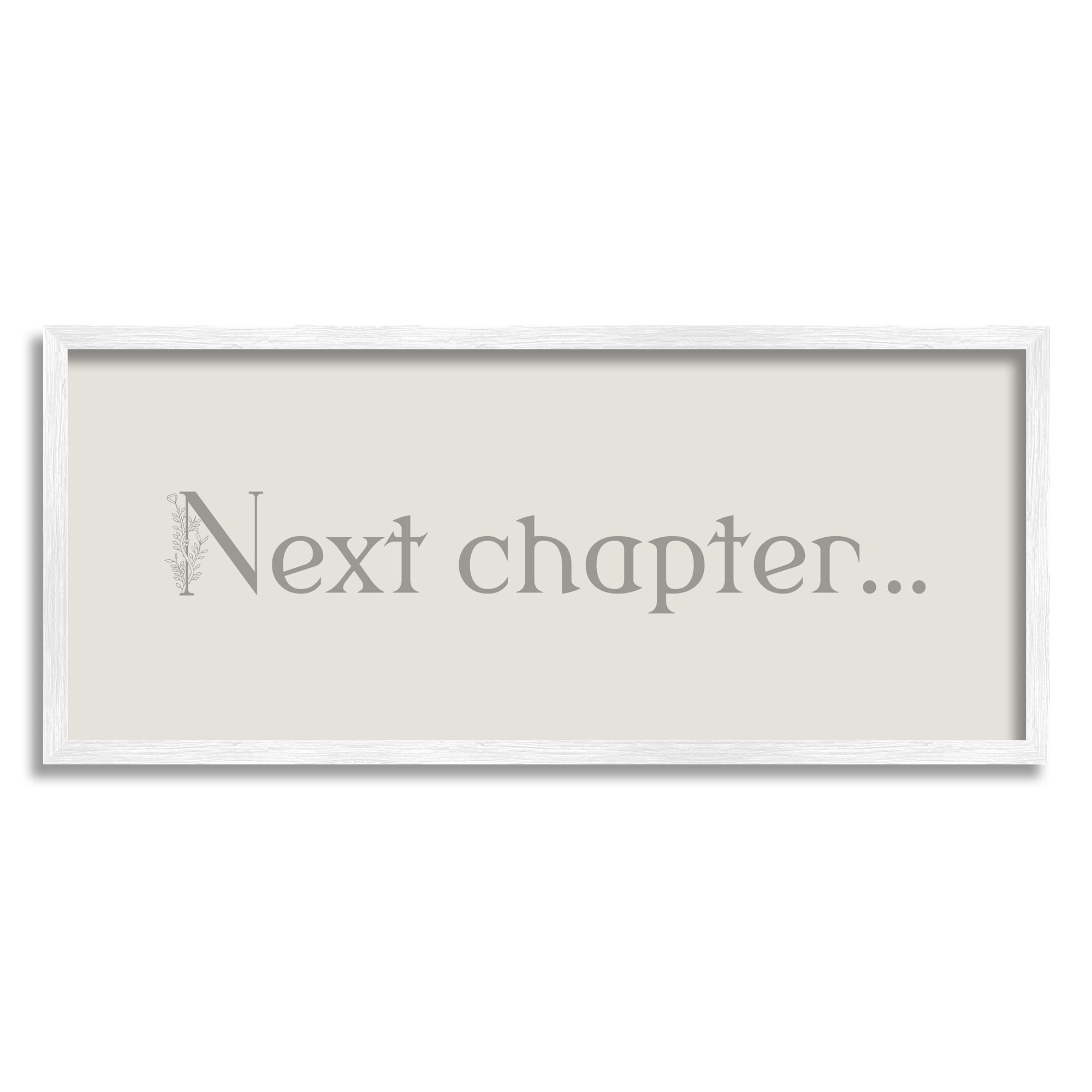 Stupell Industries Vintage Next Chapter Phrase Inspirational Painting White Framed Art Print Wall Art, 30 x 13