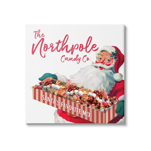 Stupell Industries Vintage Northpole Candy Santa Claus Graphic Art Gallery Wrapped Canvas Print Wall Art, Design by The Saturday Evening Post